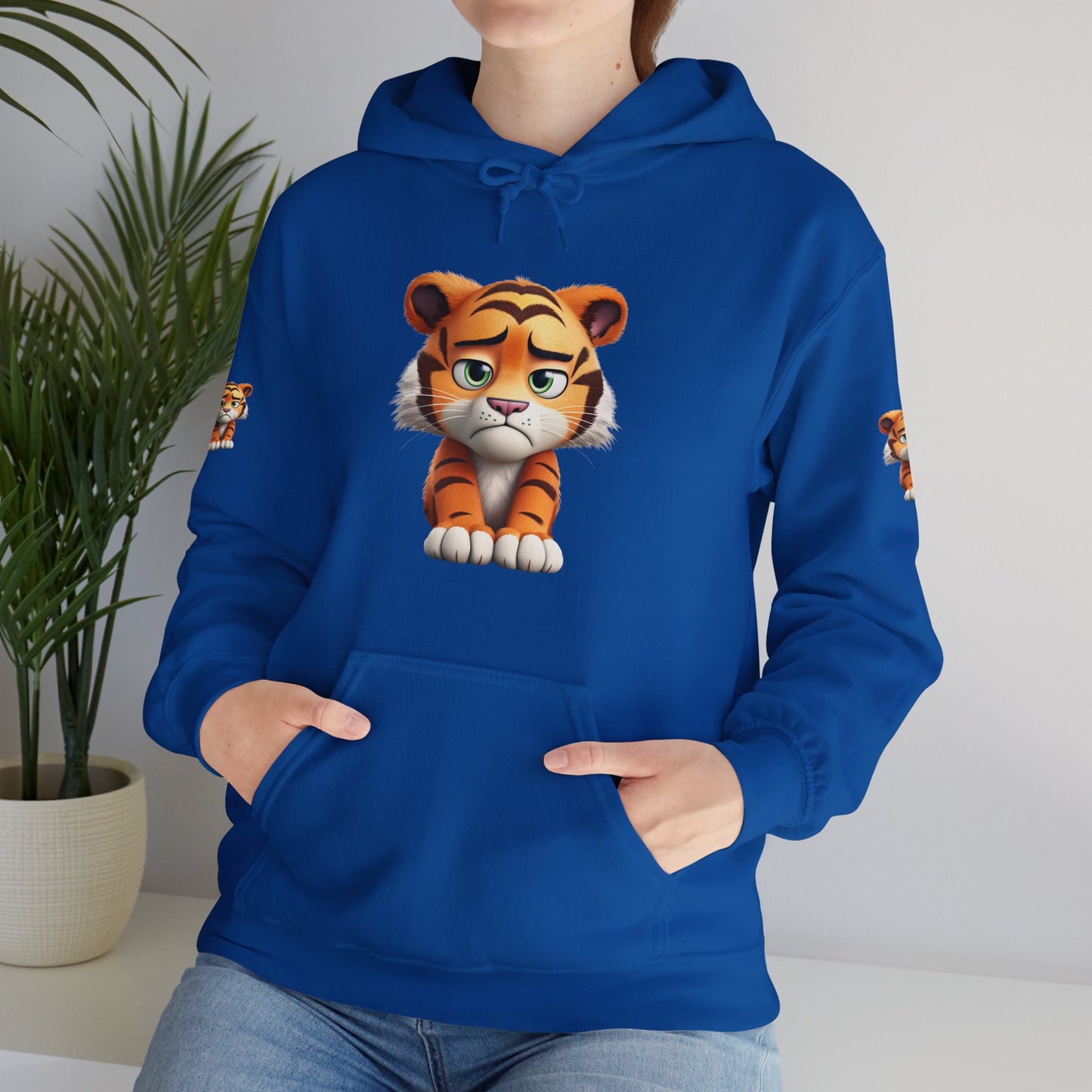 Princess Grace Playful Tiger Graphic Hoodie Unisex Heavy Blend Sweatshirt for Kids and Adults