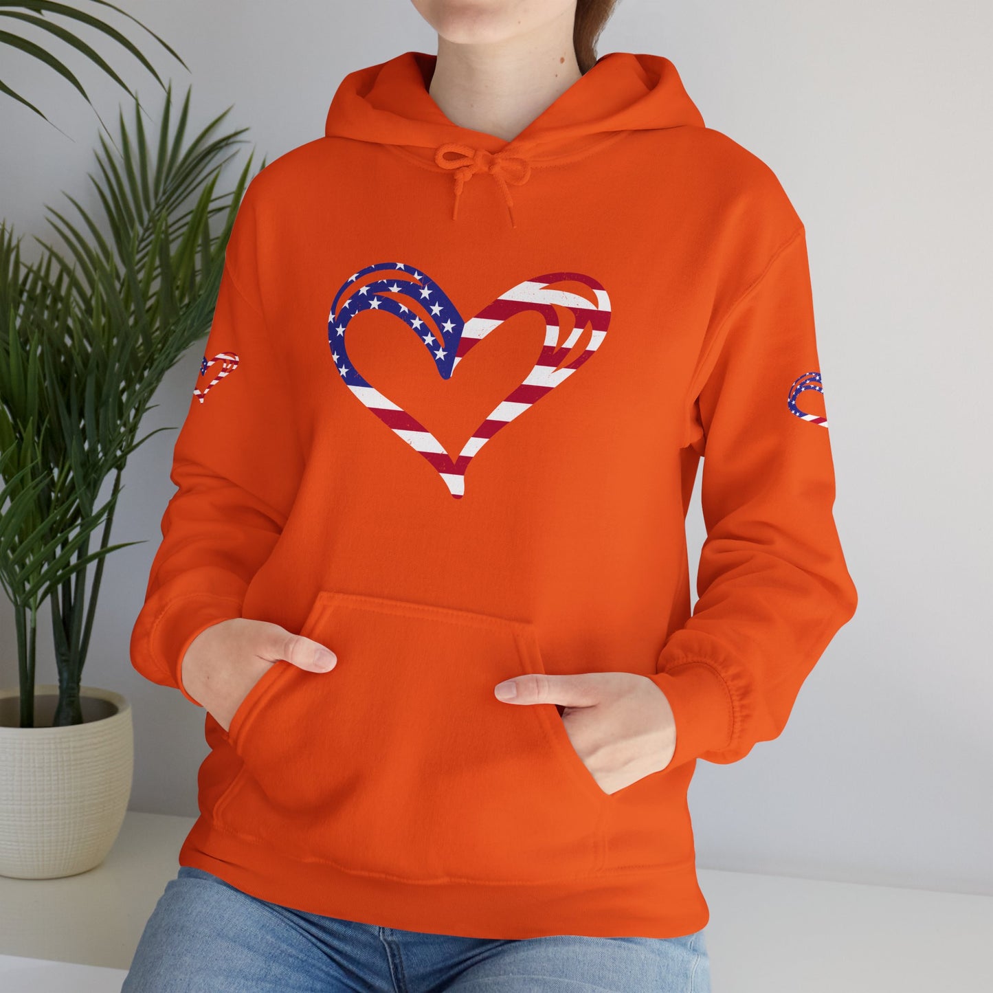 Princess Grace Patriotic Heart Unisex Hoodie Comfortable Heavy Blend Sweatshirt for Independence Day and Everyday Wear