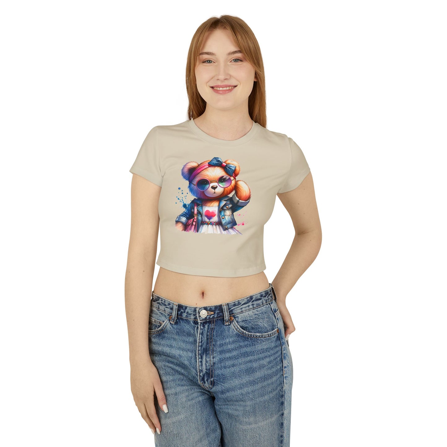 Princess Grace Cute Bear Graphic Baby Tee for Women Fun & Trendy