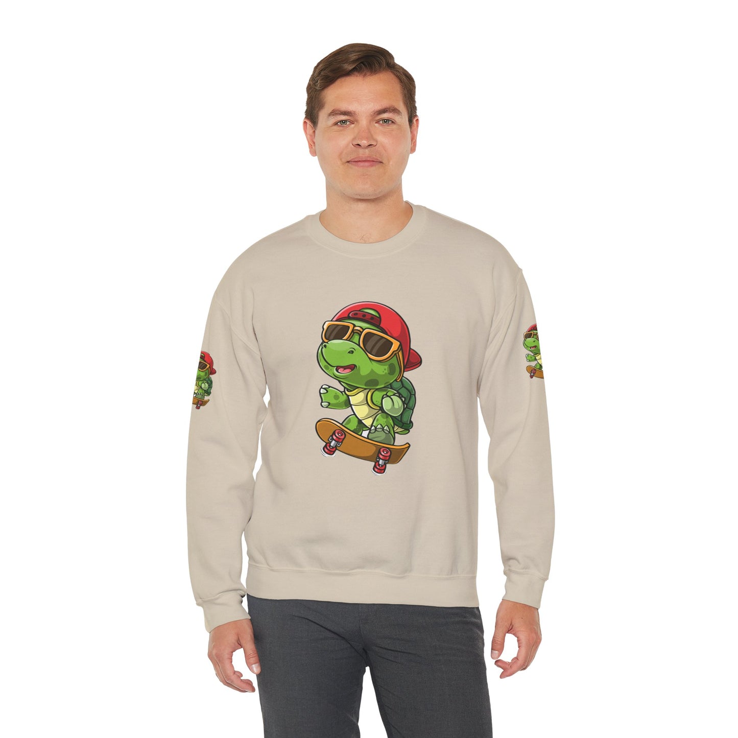 Princess Grace Cool Turtle Skateboarding Crewneck Sweatshirt for Kids and Teens