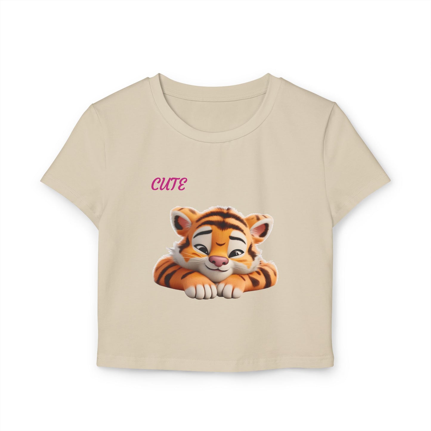Princess Grace Cute Tiger Women's Baby Tee Playful and Stylish Top for Animal Lovers