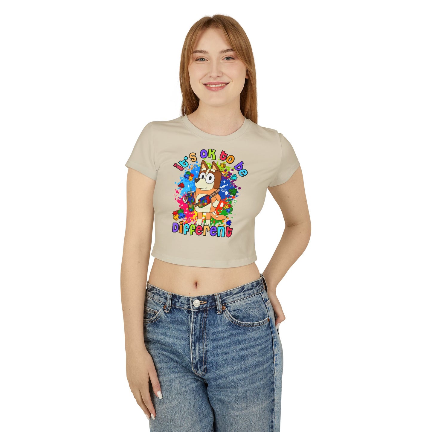 Princess Grace Bluey Colorful Bluey Women's Baby Tee "It's OK to be Different"