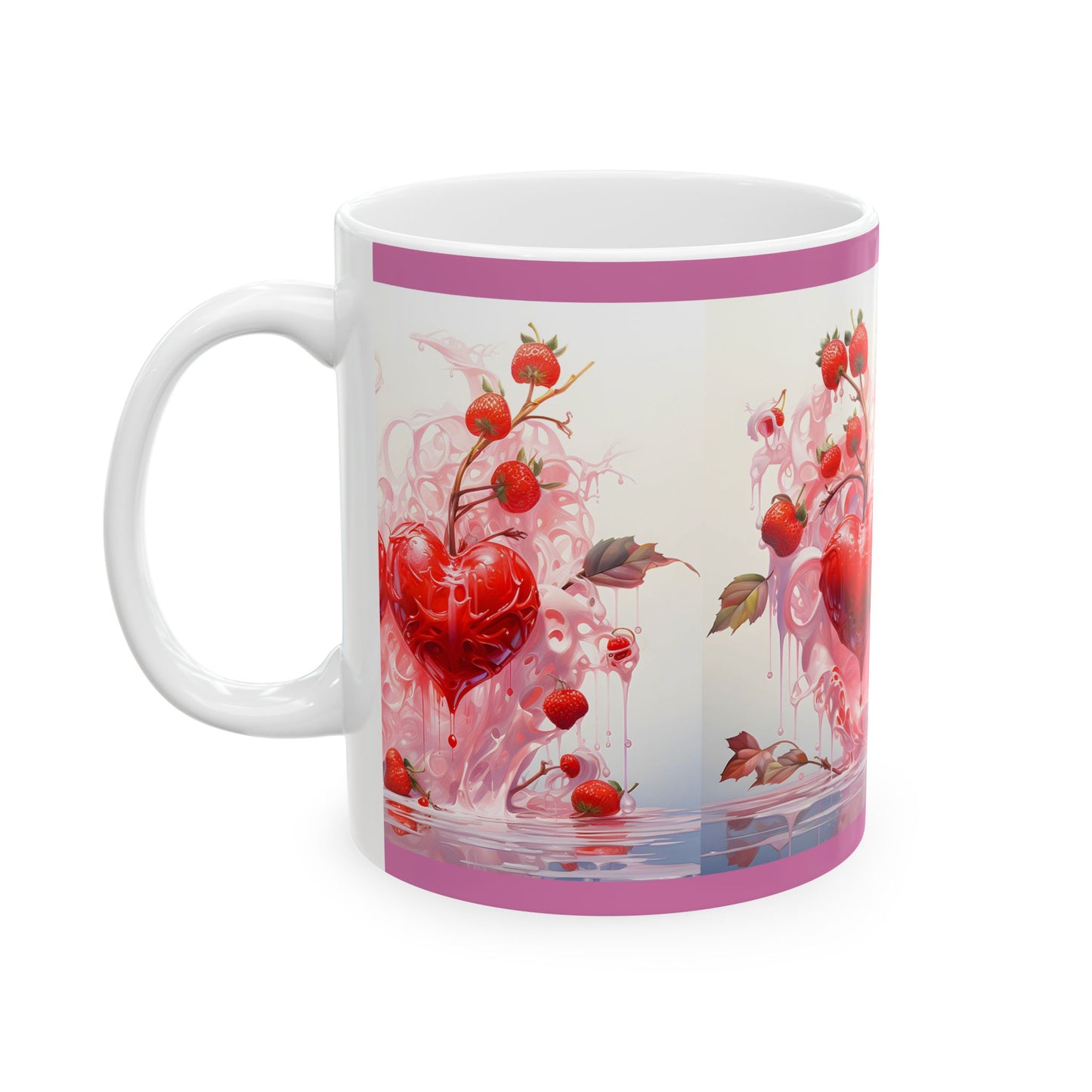 Princess Grace Romantic Strawberry Heart Ceramic Mug Perfect Gift for Valentine's Day