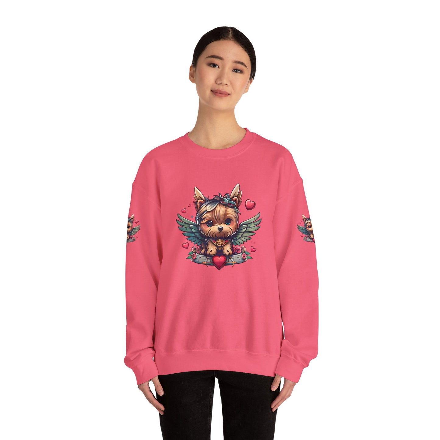 Princess Grace Cute Yorkie Wings Crewneck Sweatshirt Perfect Gift for Dog Lovers
