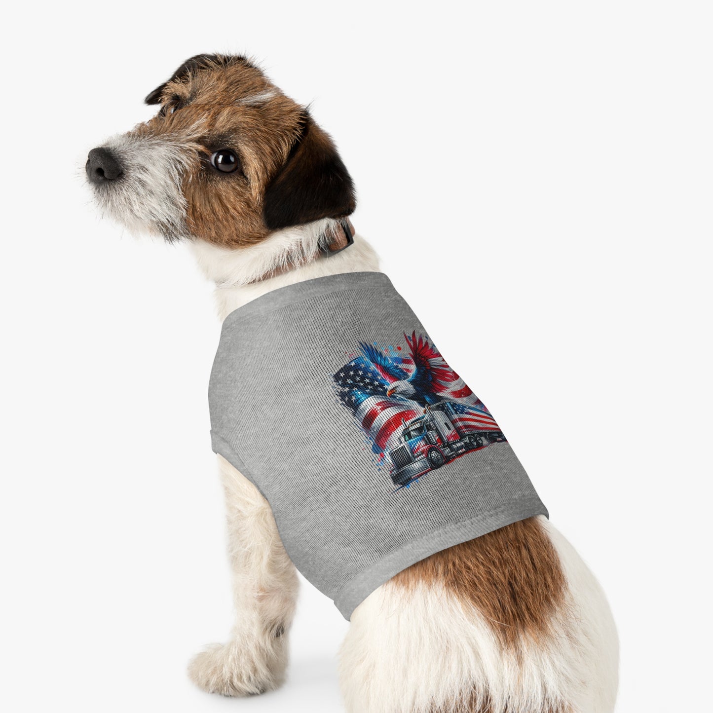 Princess Grace Patriotic Pet Tank Top with Eagle and Truck Design