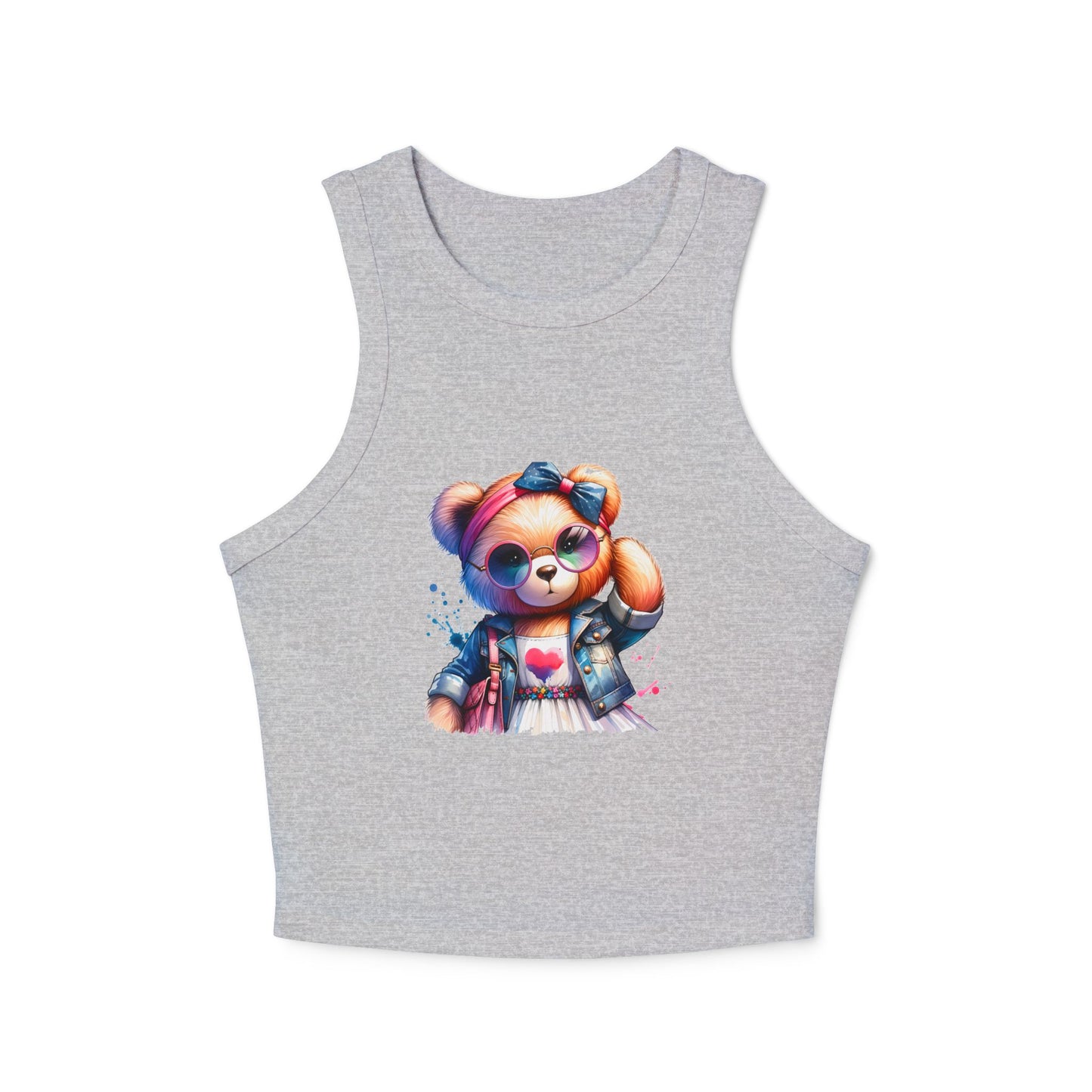Princess Grace Cute Bear Graphic Women's Micro Rib Racer Tank Top