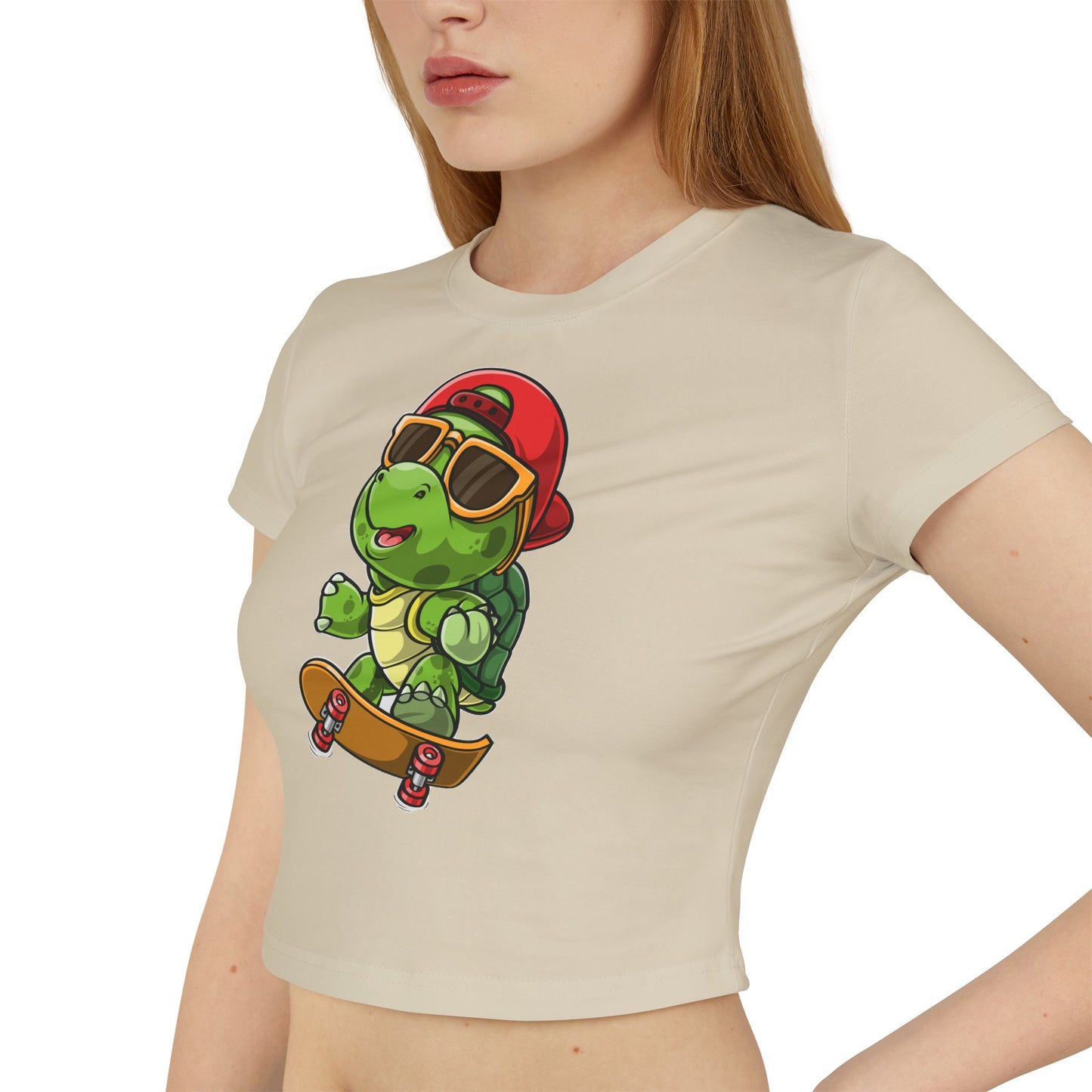 Princess Grace Cute Skateboarding Turtle Women's Baby Tee