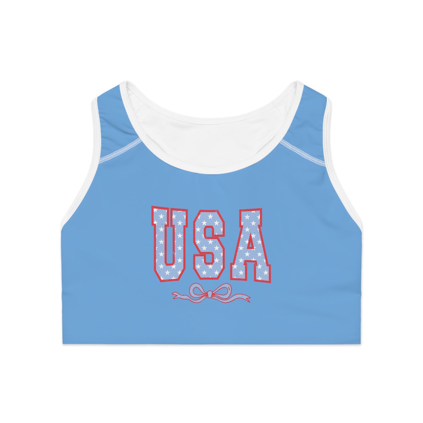 Princess Grace USA Stars & Stripes Sports Bra Perfect for Active Wear and Patriotic Events