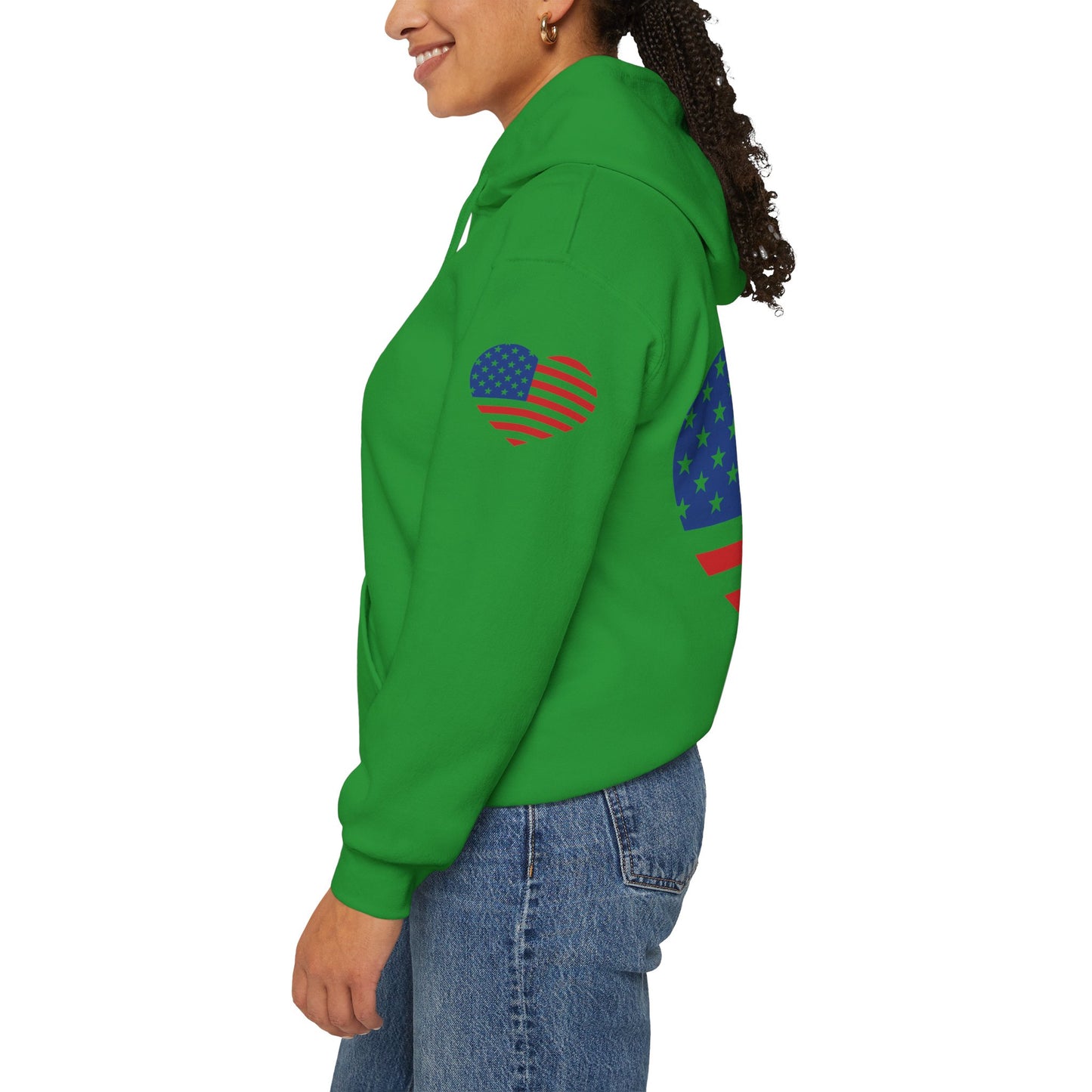 Princess Grace Patriotic Heart Design Unisex Hoodie Perfect for Holidays and Celebrations