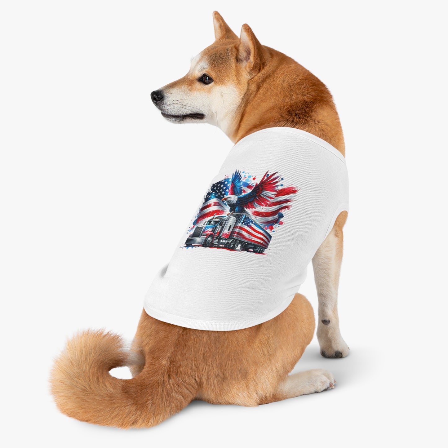 Princess Grace Patriotic Pet Tank Top with Eagle and Truck Design