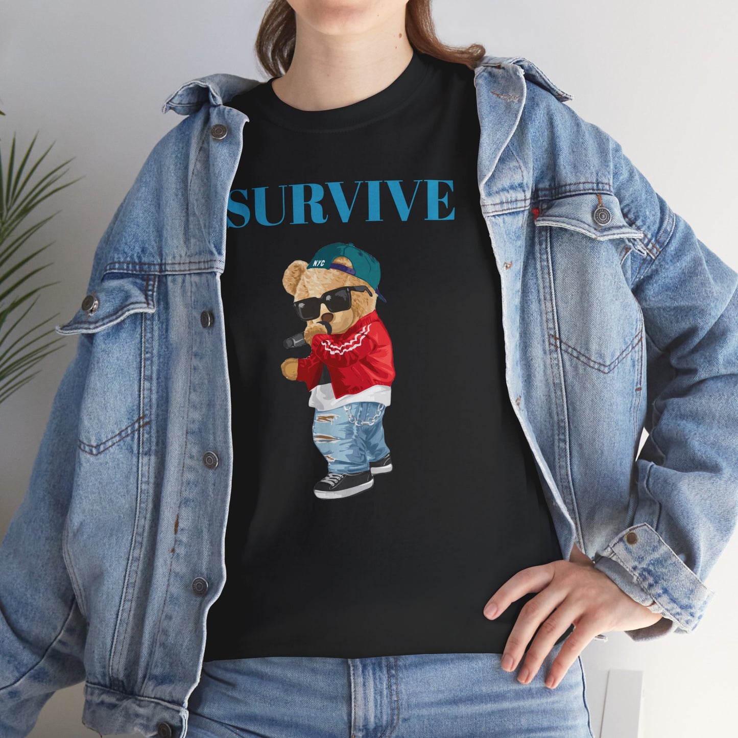 Princess Grace Survive Bear Unisex Heavy Cotton Tee Trendy Casual Wear