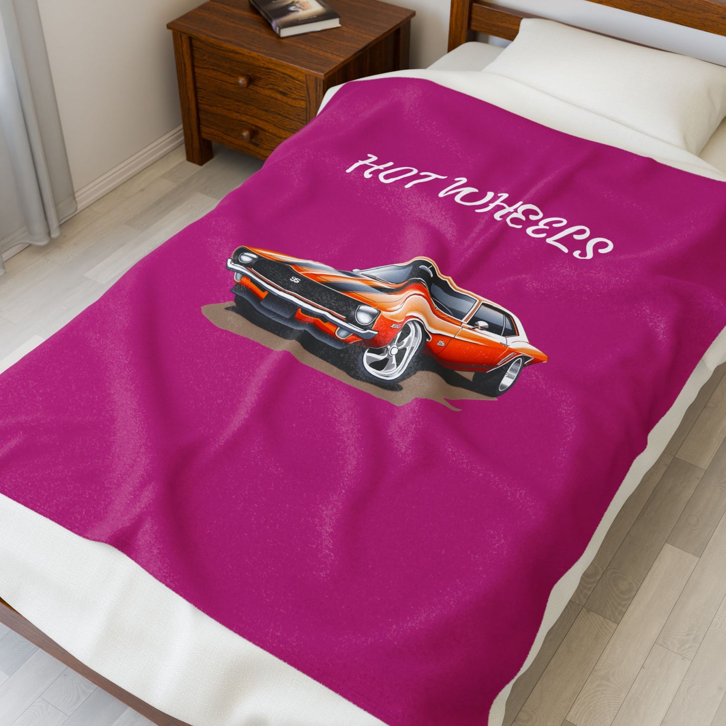 Princess Grace Hot Wheels Velveteen Plush Blanket for Car Lovers Cozy Retro Throw for Kids & Adults