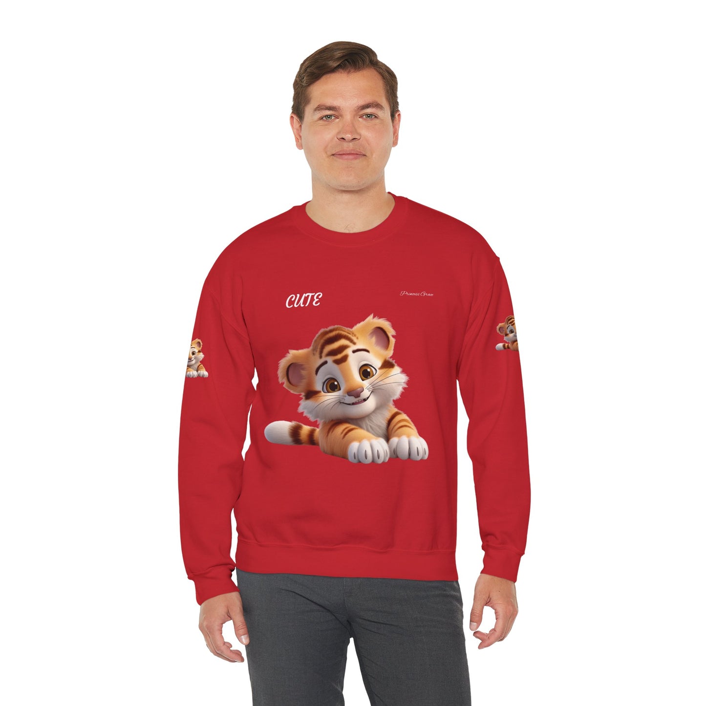 Princess Grace Cute Tiger Unisex Heavy Blen Crewneck Sweatshirt