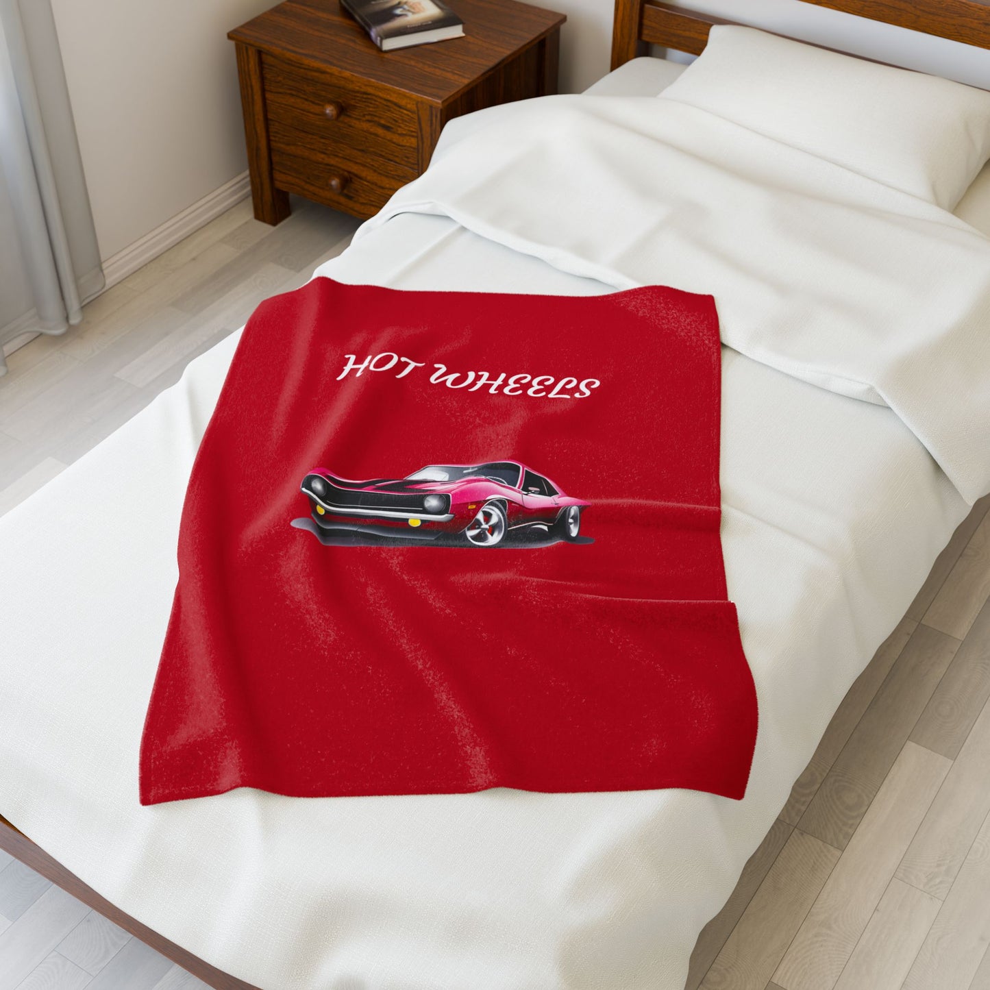 Princess Grace Hot Wheels Velveteen Plush Blanket Cozy Red Car Throw for Kids and Car Enthusiasts