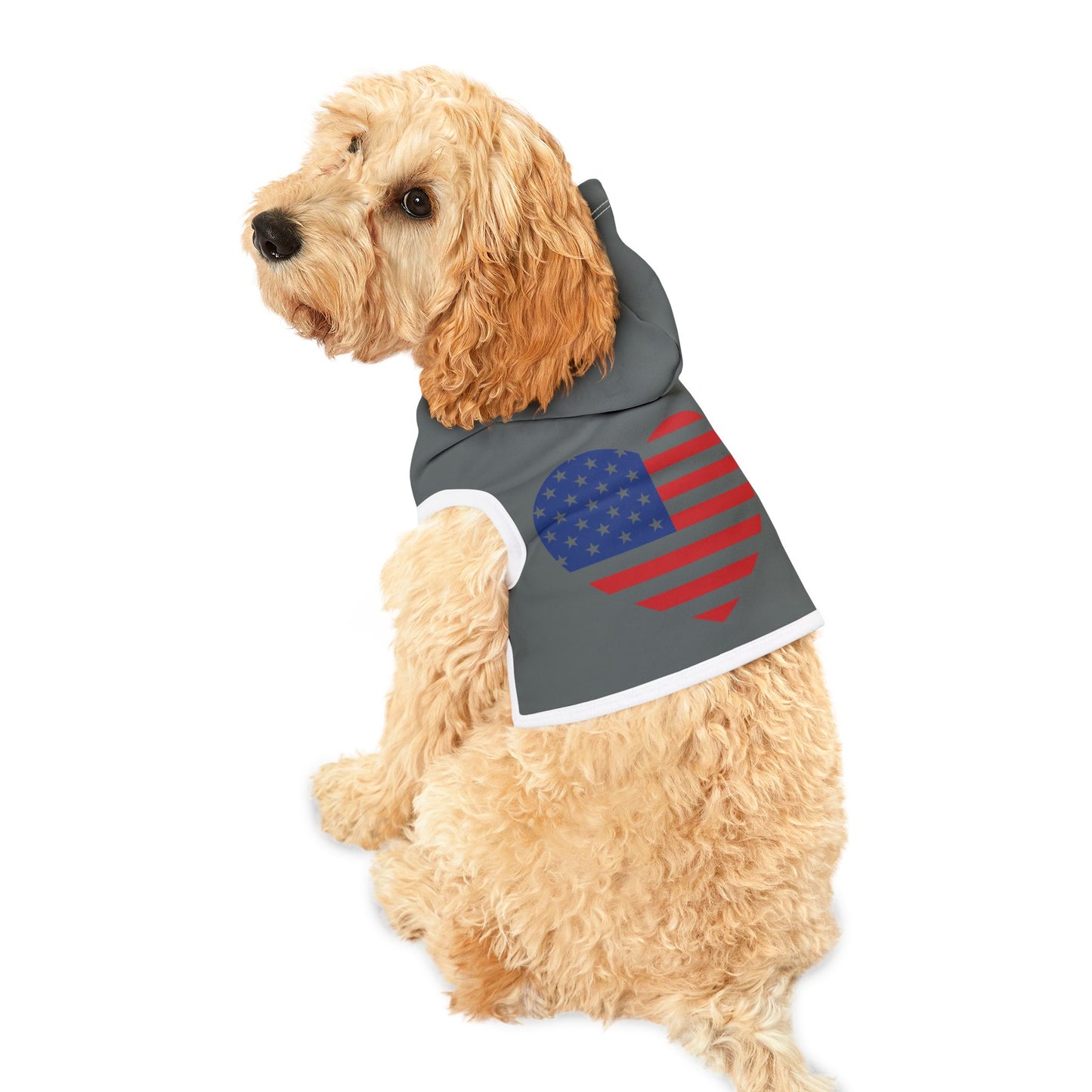Princess Grace Patriotic Pet Hoodie with Heart Design