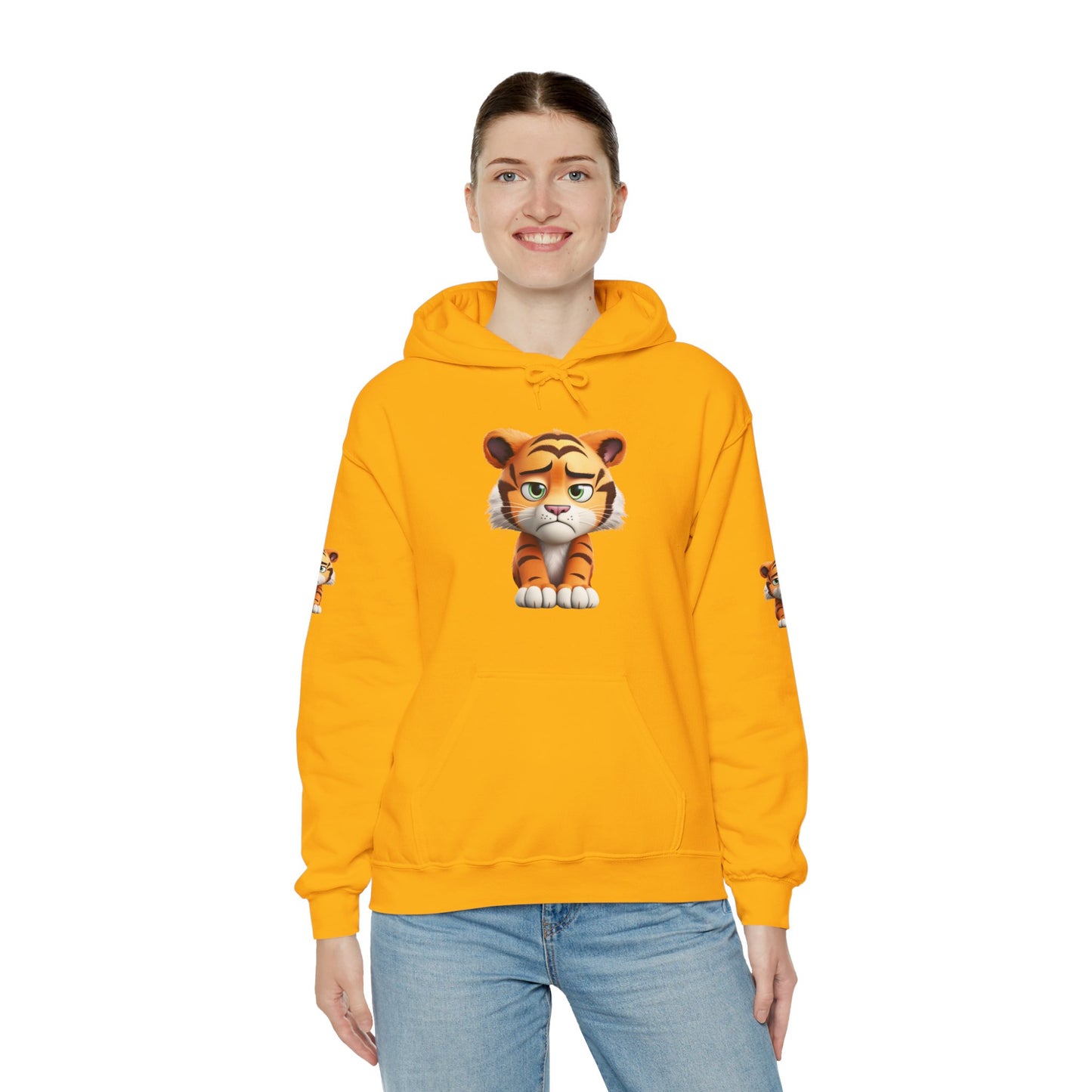 Princess Grace Playful Tiger Graphic Hoodie Unisex Heavy Blend Sweatshirt for Kids and Adults