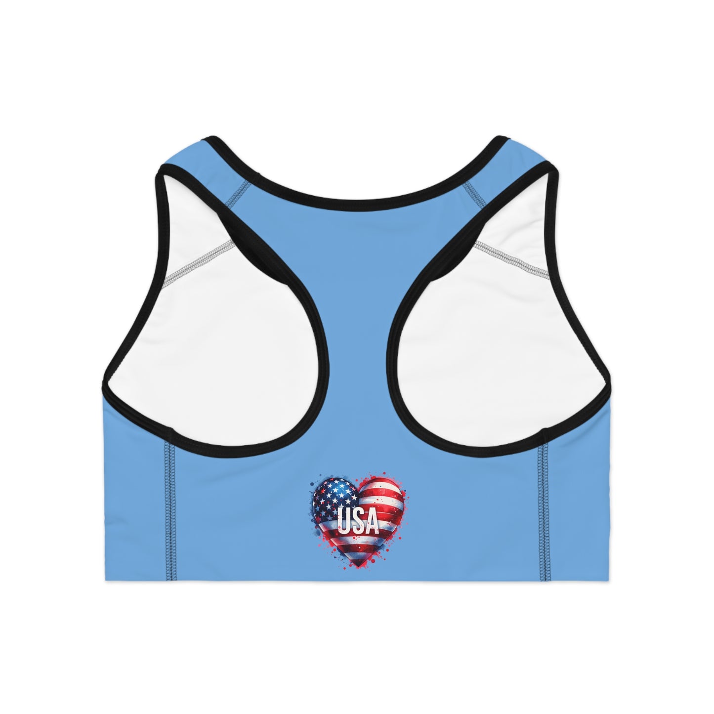 Princess Grace Patriotic USA Heart Sports Bra for Active Women