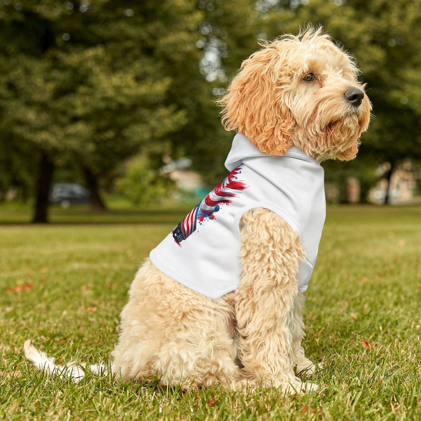 Princess Grace Patriotic Pet Hoodie American Eagle & Truck Design