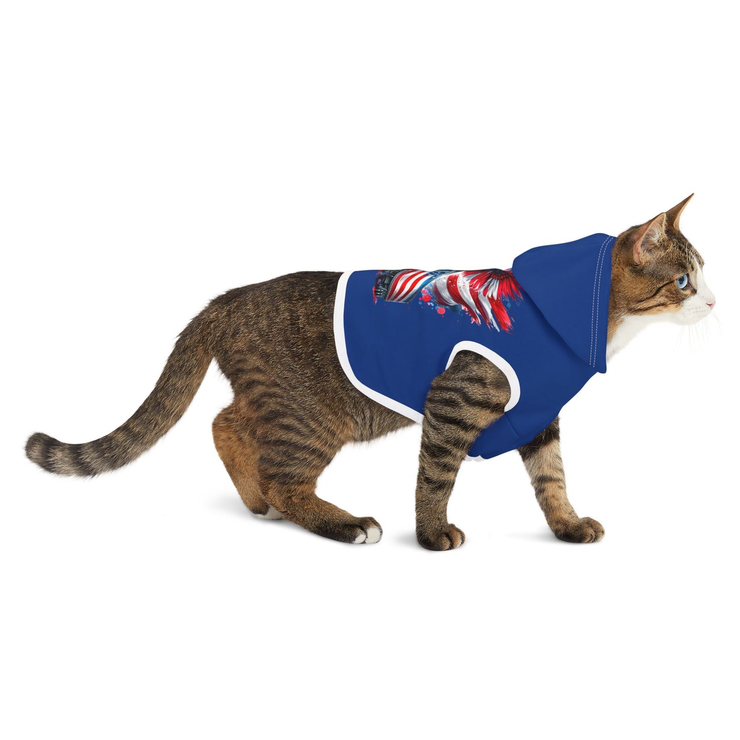 Princess Grace Patriotic Pet Hoodie with Eagle and Truck Design