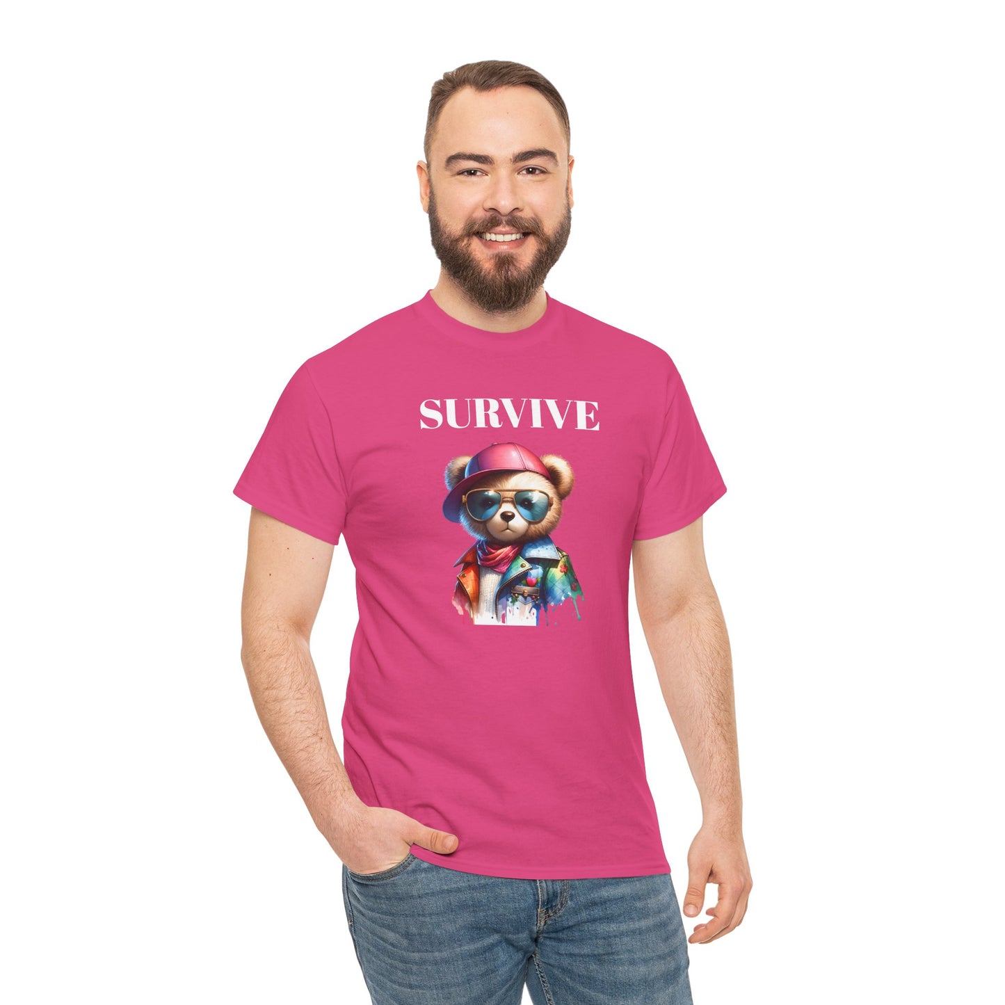 Princess Grace Survive Bear Unisex Heavy Cotton Tee Cool Graphic T-Shirt for Casual Style
