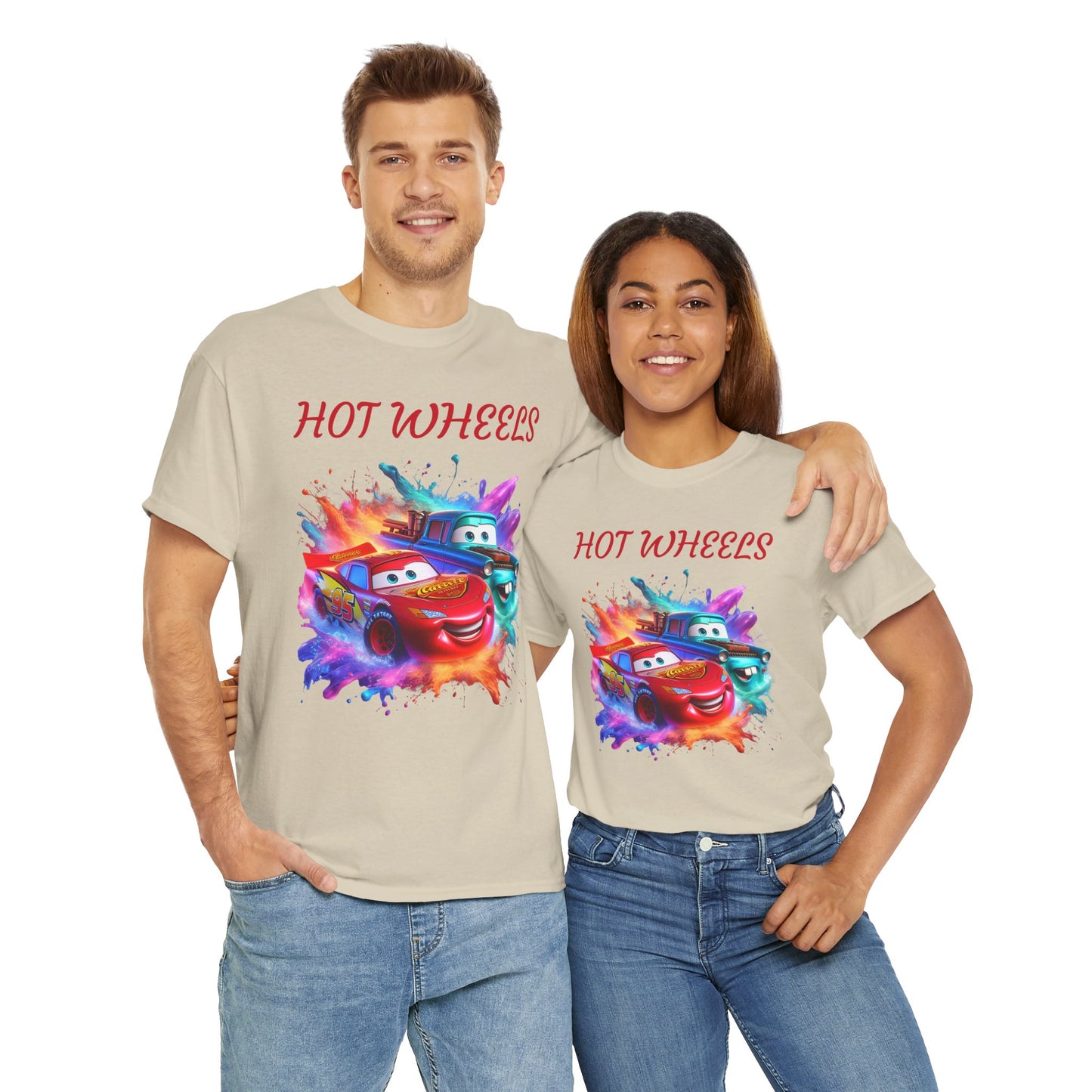 Princess Grace Hot Wheels Cotton Tee Fun and Colorful Graphic T-Shirt for Car Lovers
