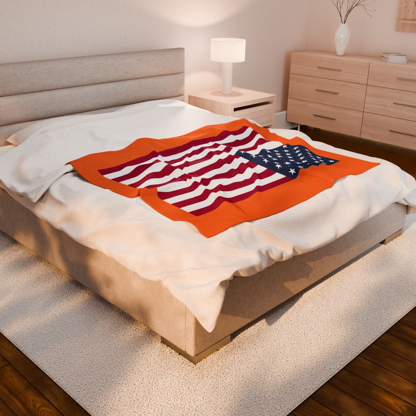 Princess Grace Cozy American Flag Velveteen Plush Blanket Ideal for Home Decor & Celebrations