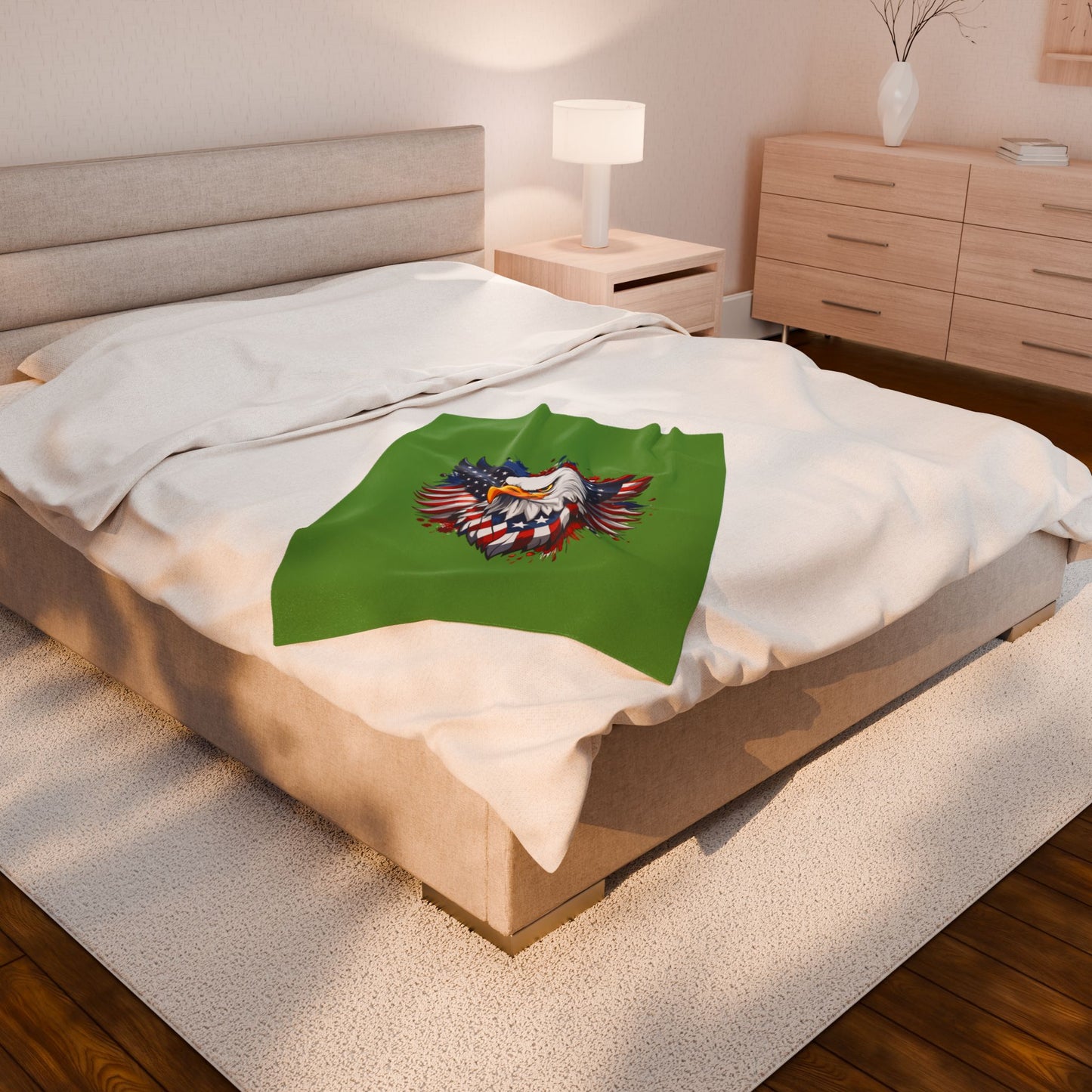 Princess Grace Patriotic Eagle Velveteen Plush Blanket Cozy Home Décor for Independence Day and Year Round Comfort