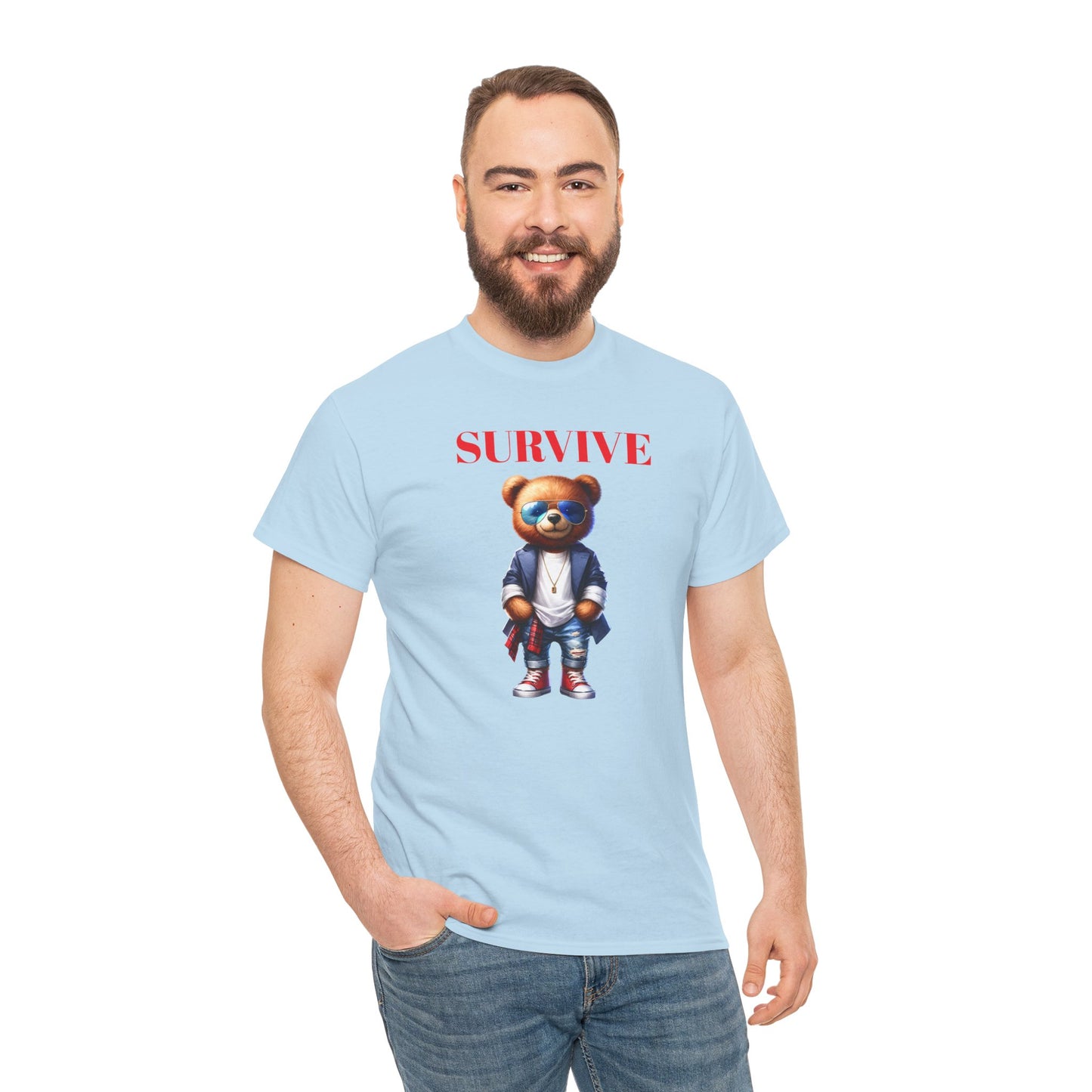 Princess Grace Survive Graphic Unisex Heavy Cotton Tee Trendy Bear Design