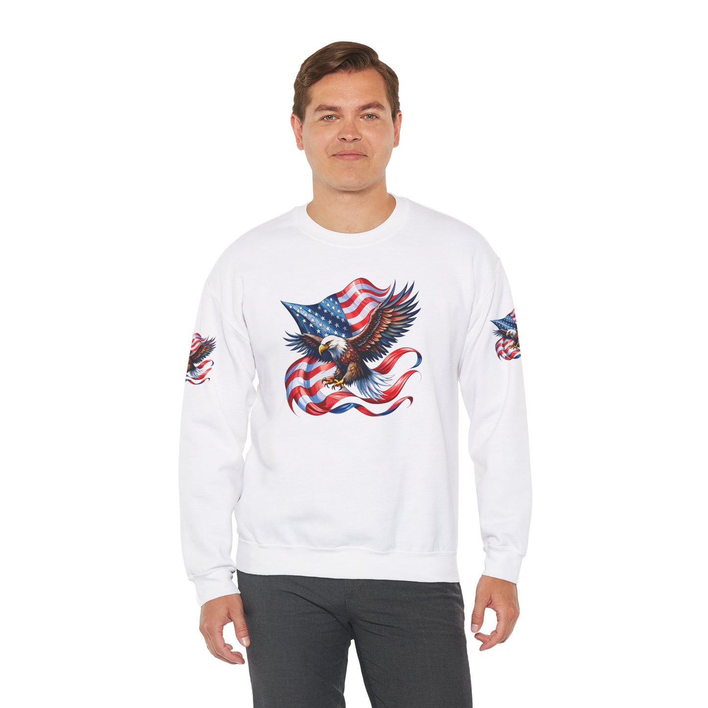 Princess Grace Patriotic Eagle Crewneck Sweatshirt Unisex Heavy Blend Perfect for Independence Day and Memorial Day