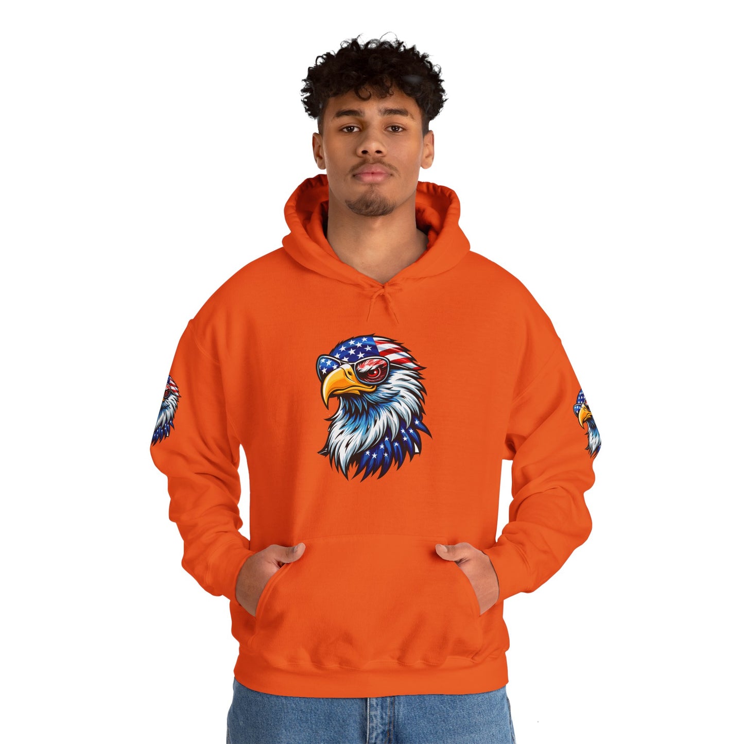 Princess Grace Patriotic Eagle Hoodie Unisex Heavy Blend Sweatshirt with USA Flag Design