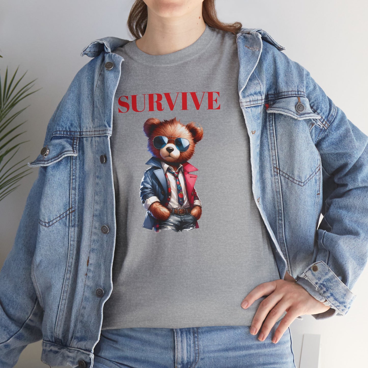 Princess Grace Survive Teddy Bear Unisex Heavy Cotton Tee