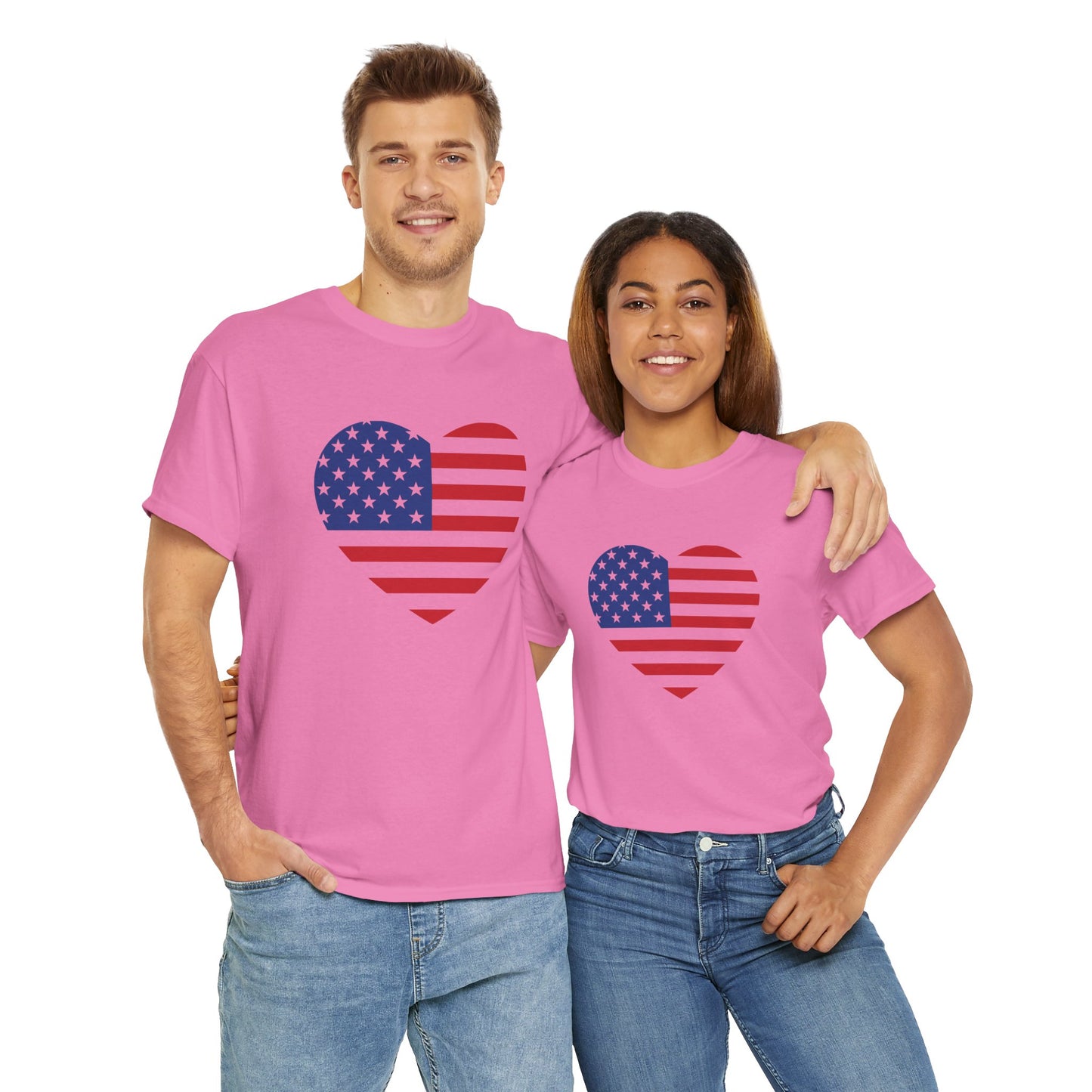 Princess Grace Patriotic Heart Unisex Heavy Cotton Tee Celebrate Freedom in Style