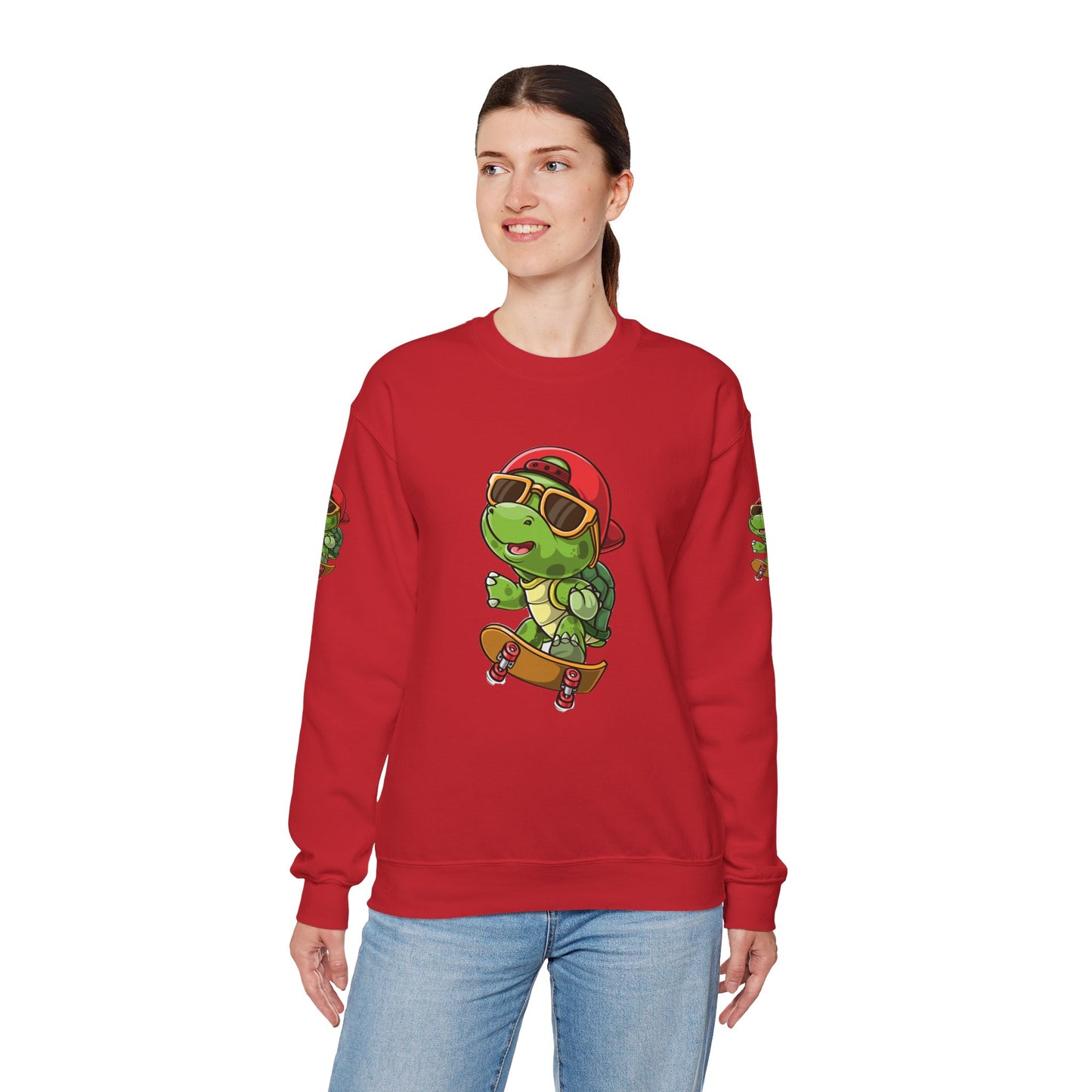 Princess Grace Cool Turtle Skateboarding Crewneck Sweatshirt for Kids and Teens