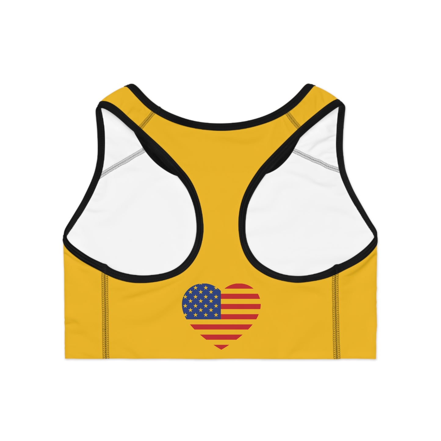 Princess Grace Patriotic Heart Sports Bra USA Flag Design