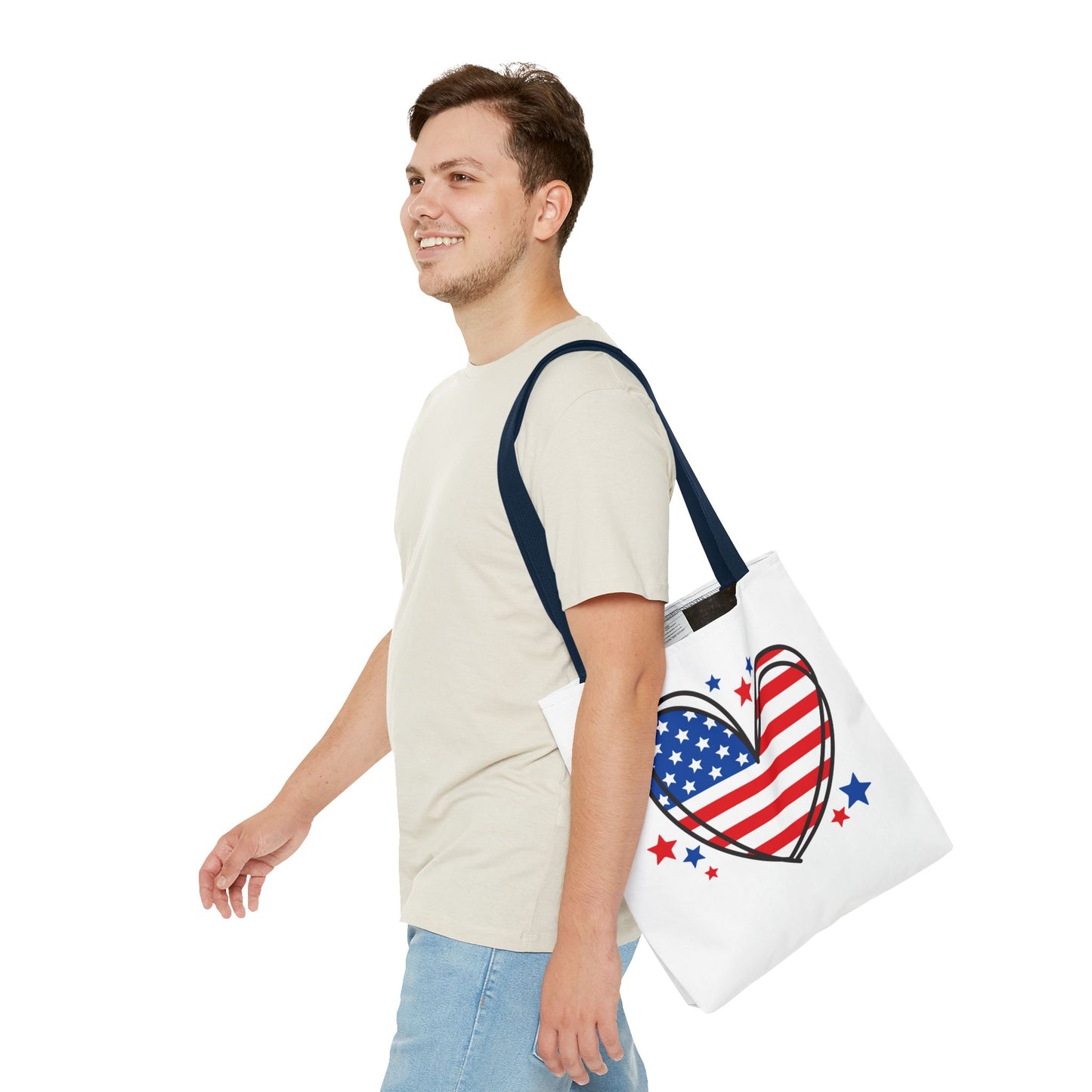Princess Grace Patriotic Heart Tote Bag Red, White & Blue Love