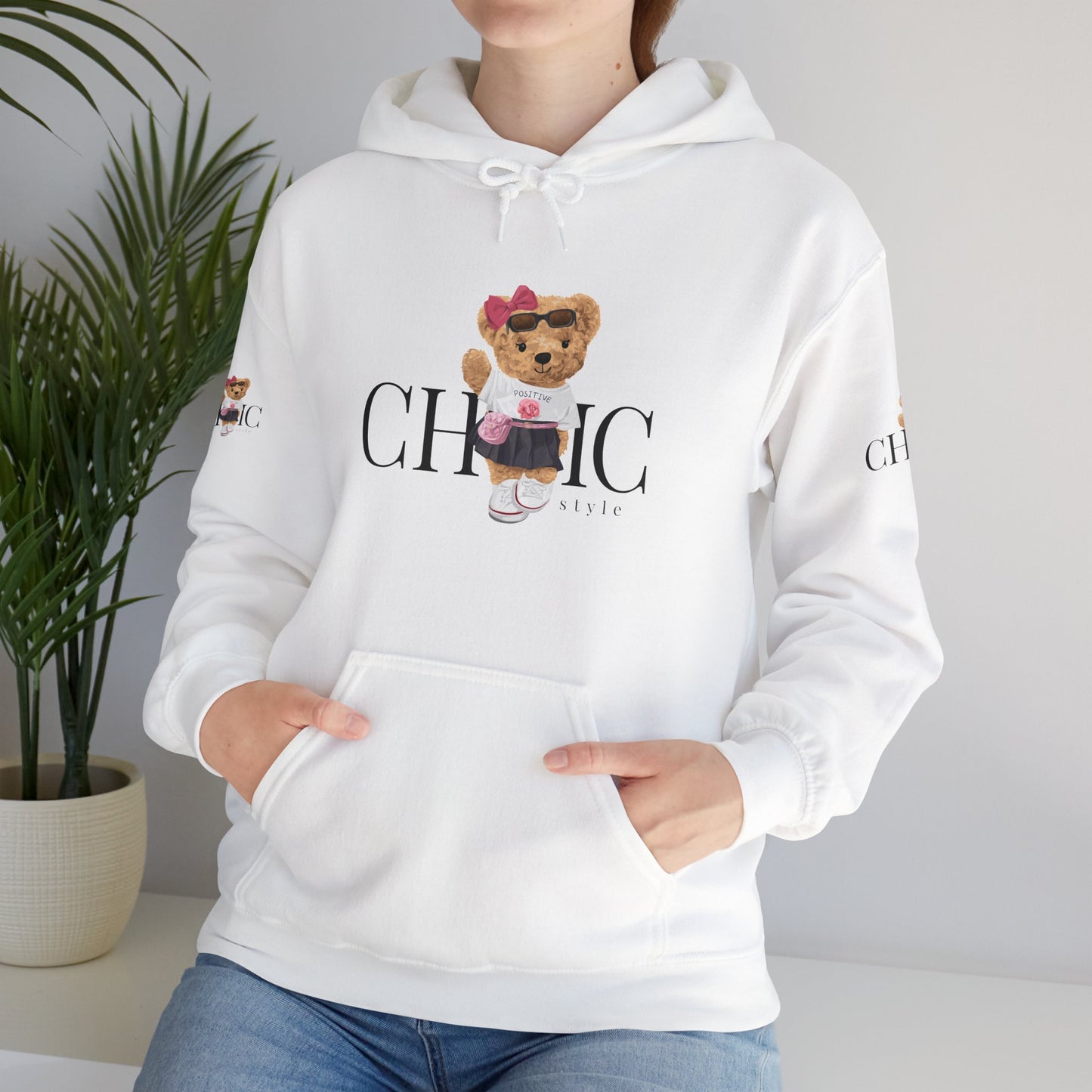 Princess Grace Chic Style Bear Unisex Hooded Sweatshirt Cute and Cozy Fashion
