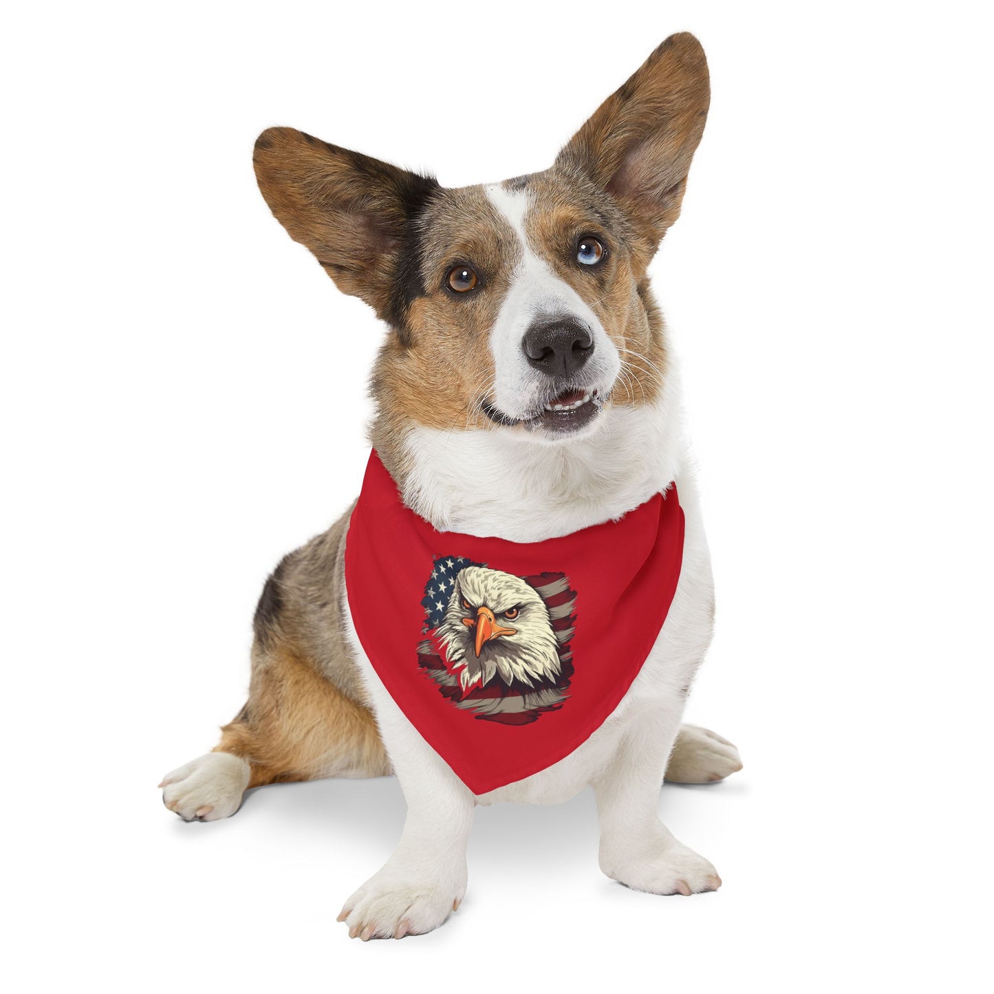 Princess Grace Patriotic Eagle Pet Bandana Collar Red USA Flag Design for Dogs