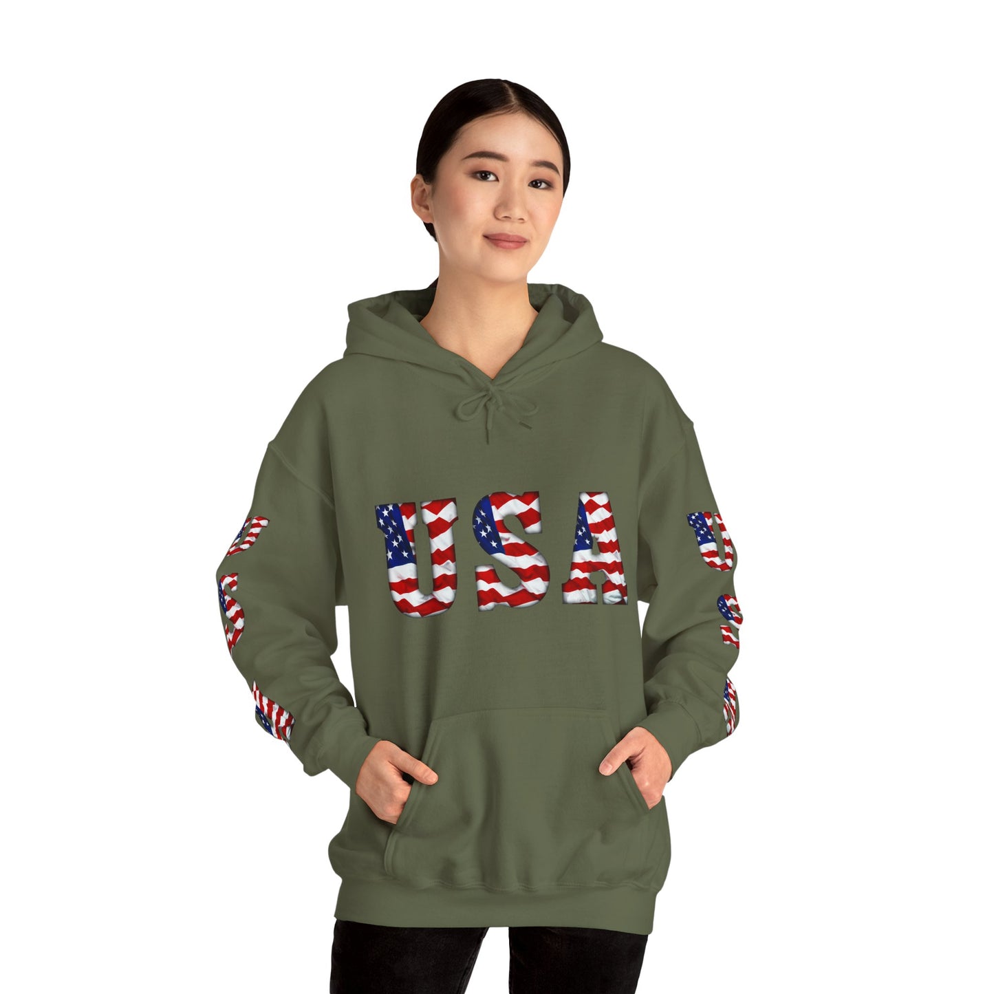 Princess Grace Patriotic USA Unisex Hooded Sweatshirt Heavy Blend for Comfort