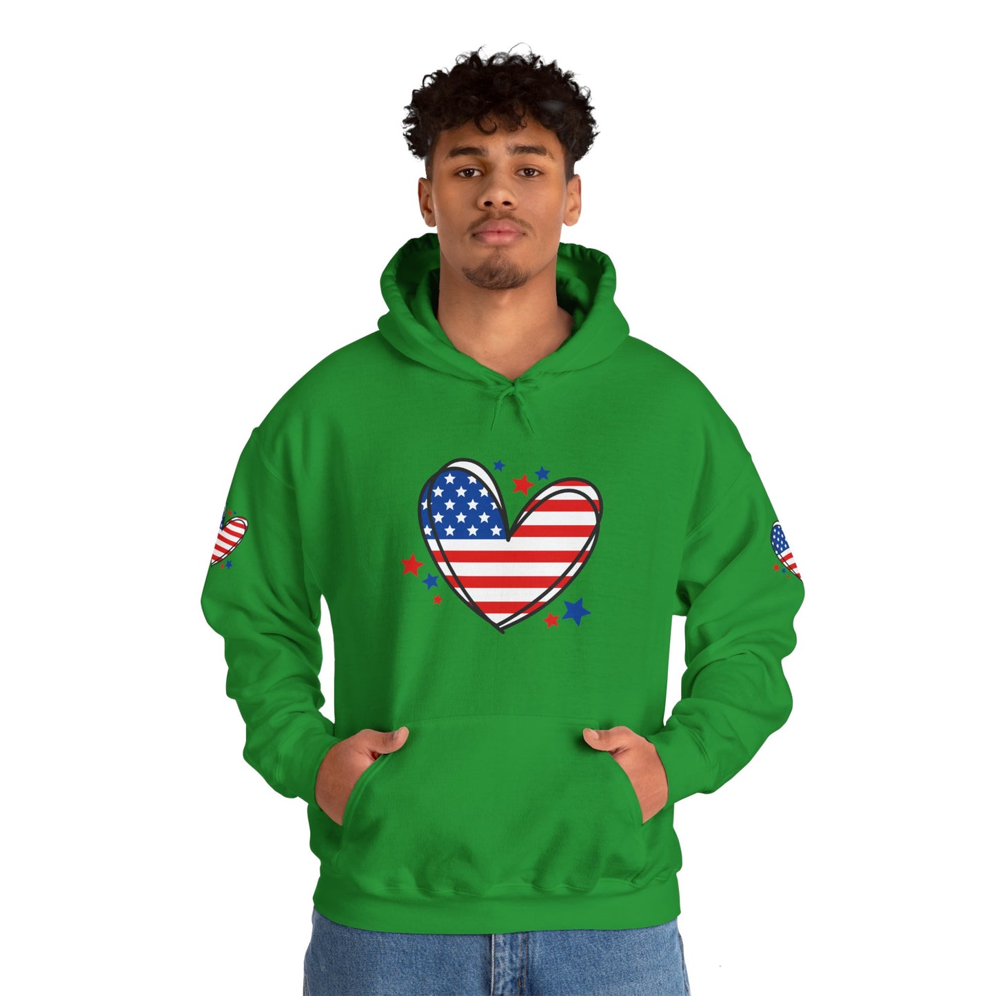 Princess Grace Patriotic Heart Hoodie Unisex Heavy Blend Hooded Sweatshirt for Independence Day & Year Round Love