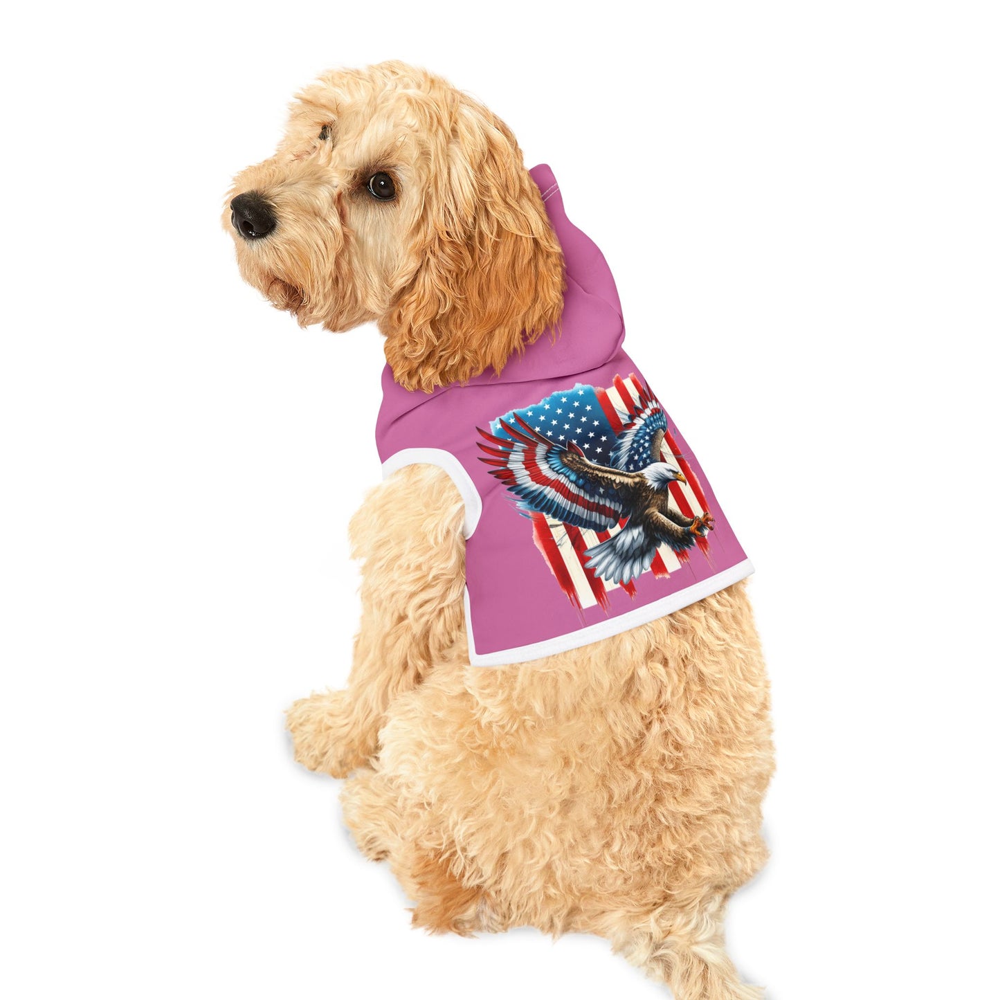 Princess Grace Patriotic Eagle Pet Hoodie Pink Dog Apparel for Celebrations & Holidays