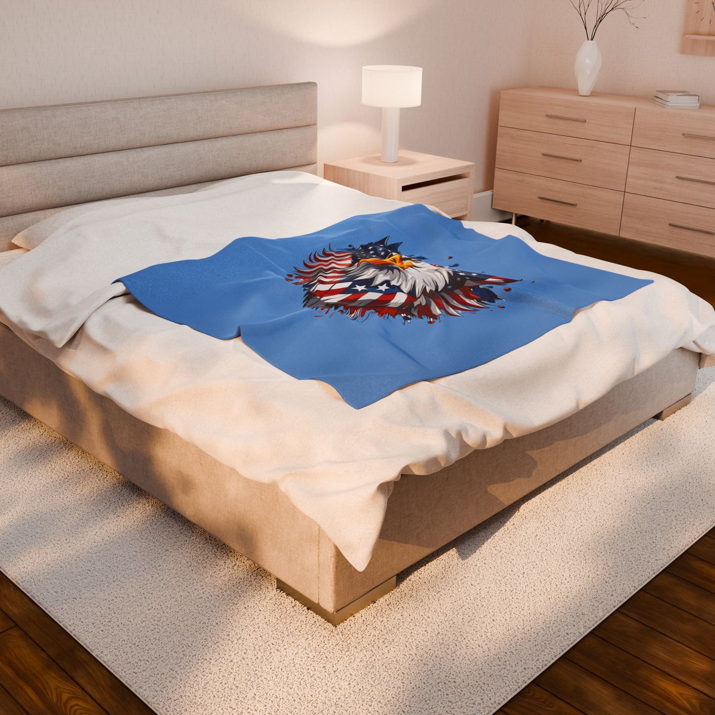 Princess Grace Patriotic Velveteen Plush Blanket with Eagle Design
