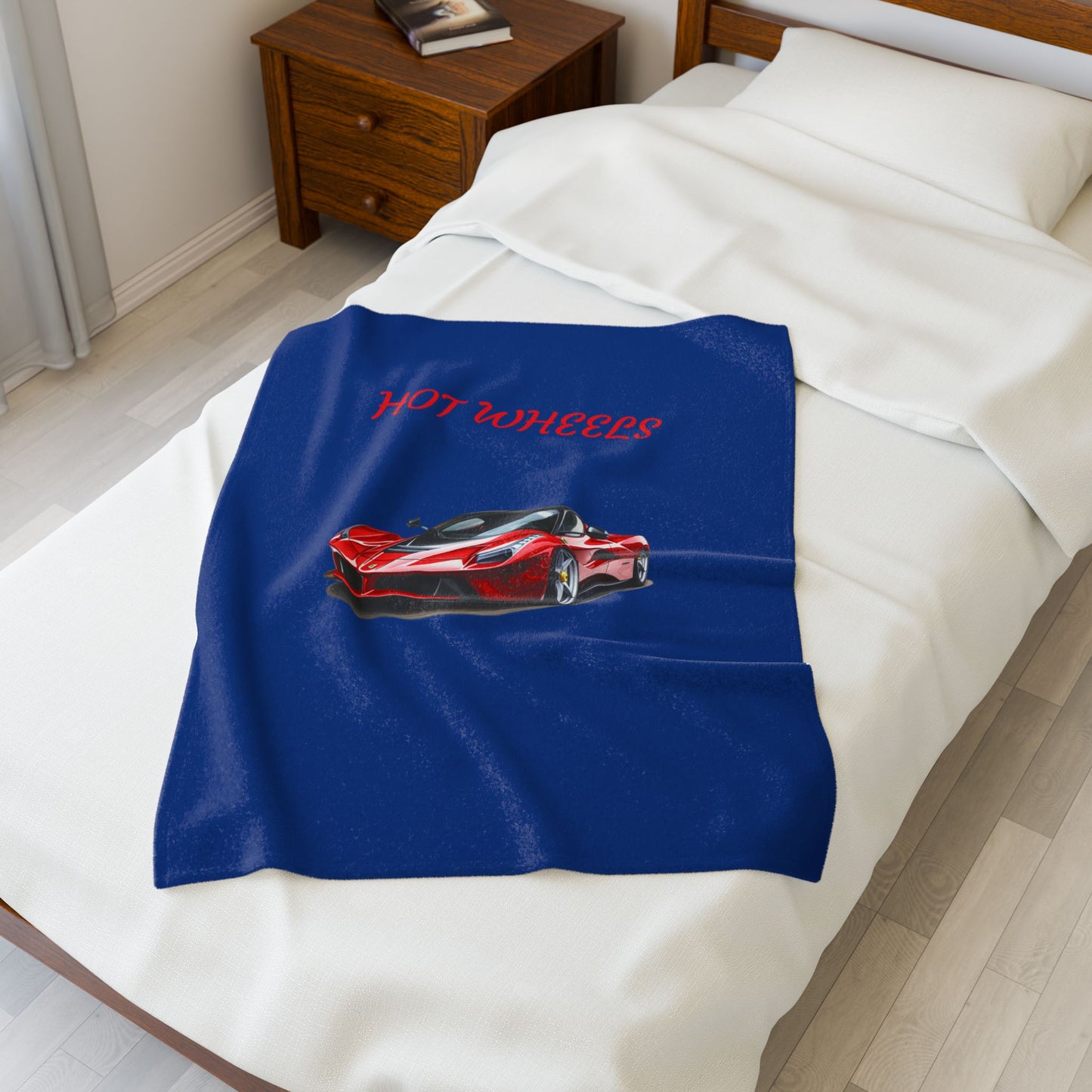 Princess Grace Hot Wheels Velveteen Plush Blanket Cozy Car Lovers Gift
