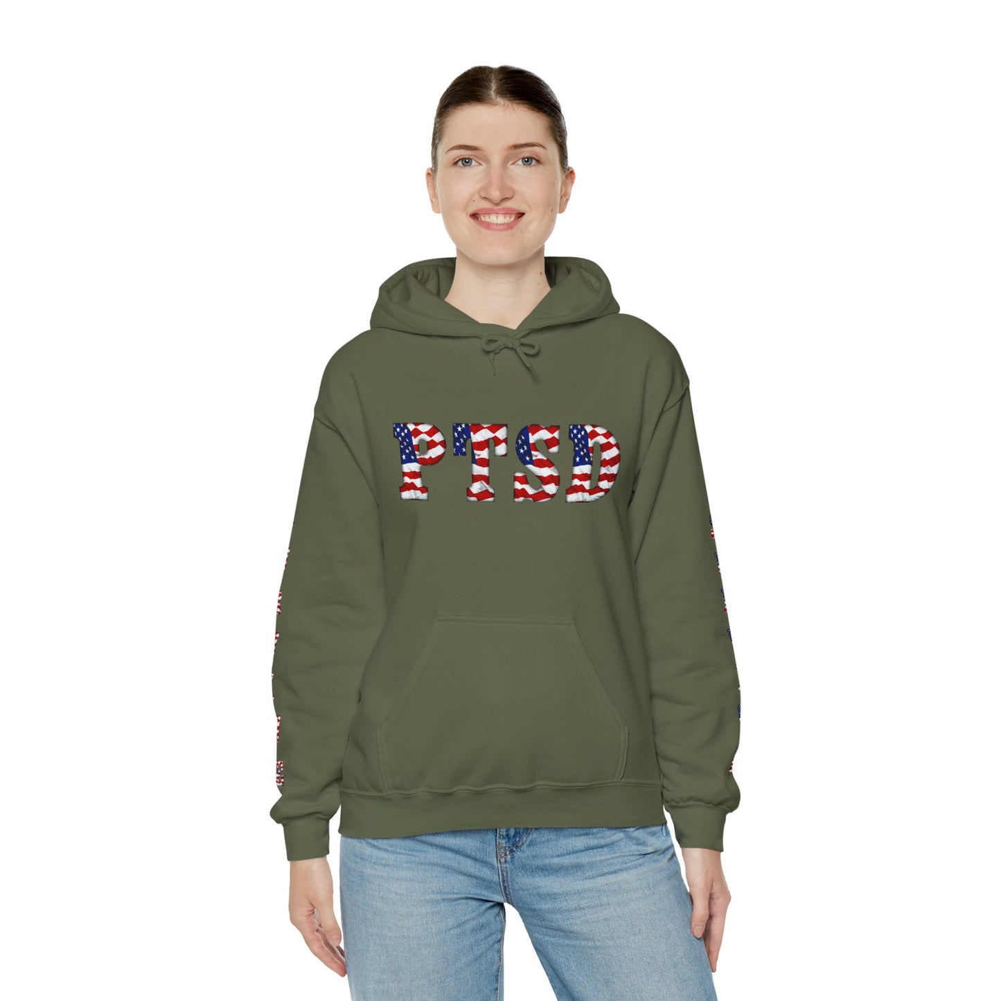 Princess Grace PTSD Awareness Unisex Heavy Blend Hoodie Support Survivors with American Flag Design