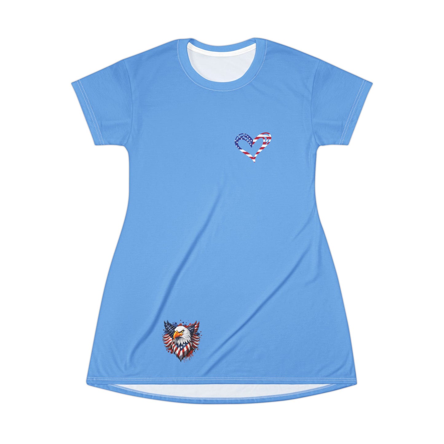 Princess Grace Patriotic Love T-Shirt Dress with Heart Design