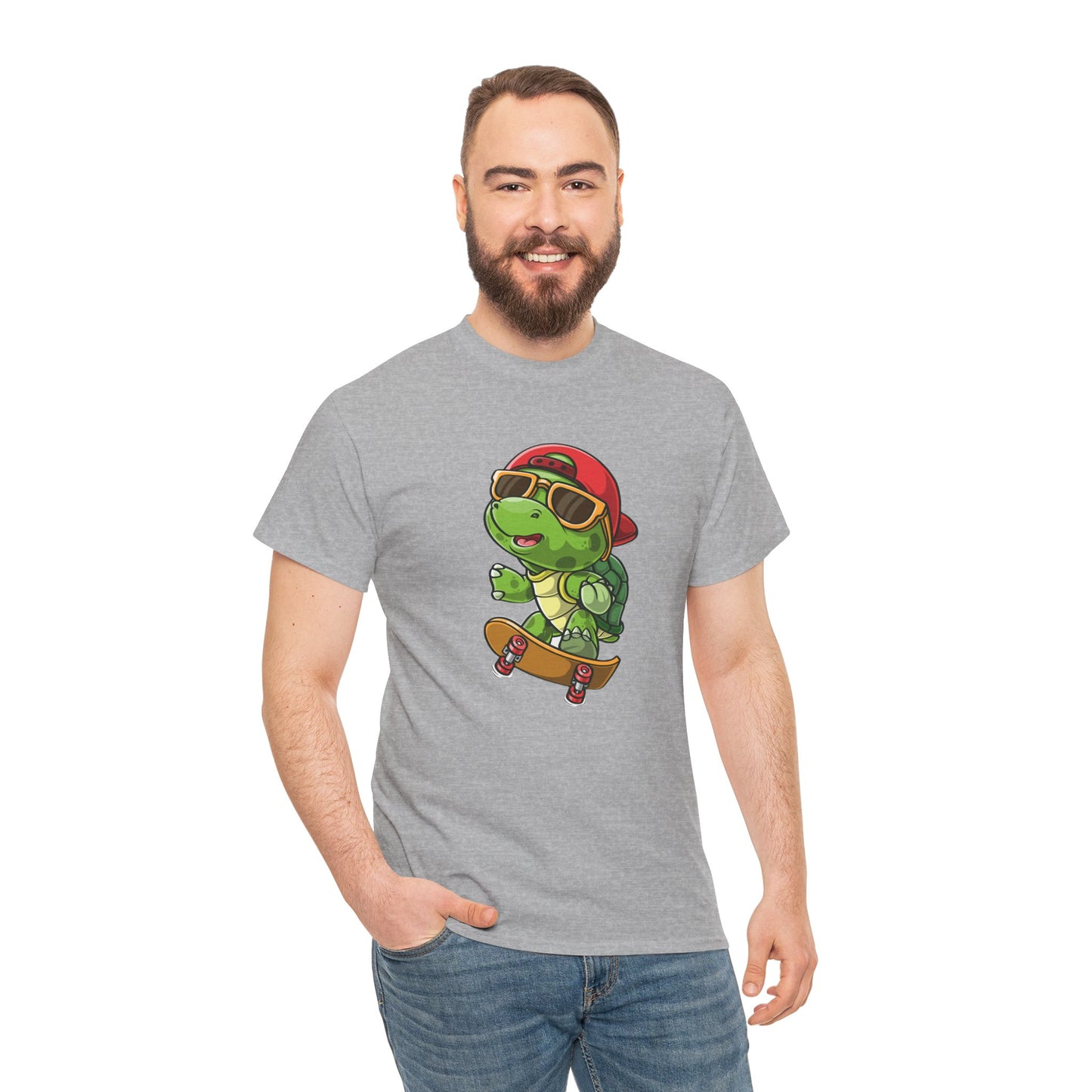 Princess Grace Cool Skateboarding Turtle Unisex Heavy Cotton Tee