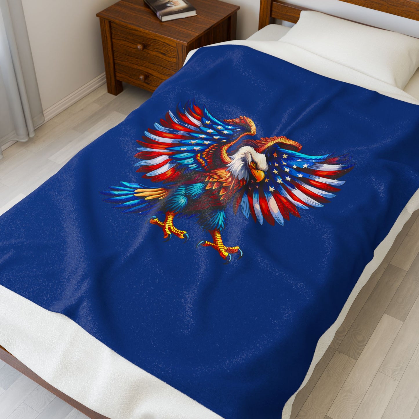 Princess Grace Patriotic Eagle Velveteen Plush Blanket Comfortable Soft Throw for Independence Day and Outdoor Events