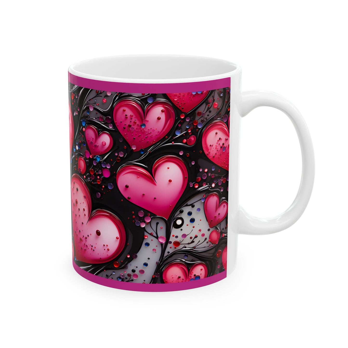 Princess Grace Colorful Heart Design Ceramic Mug Perfect for Valentine's Day