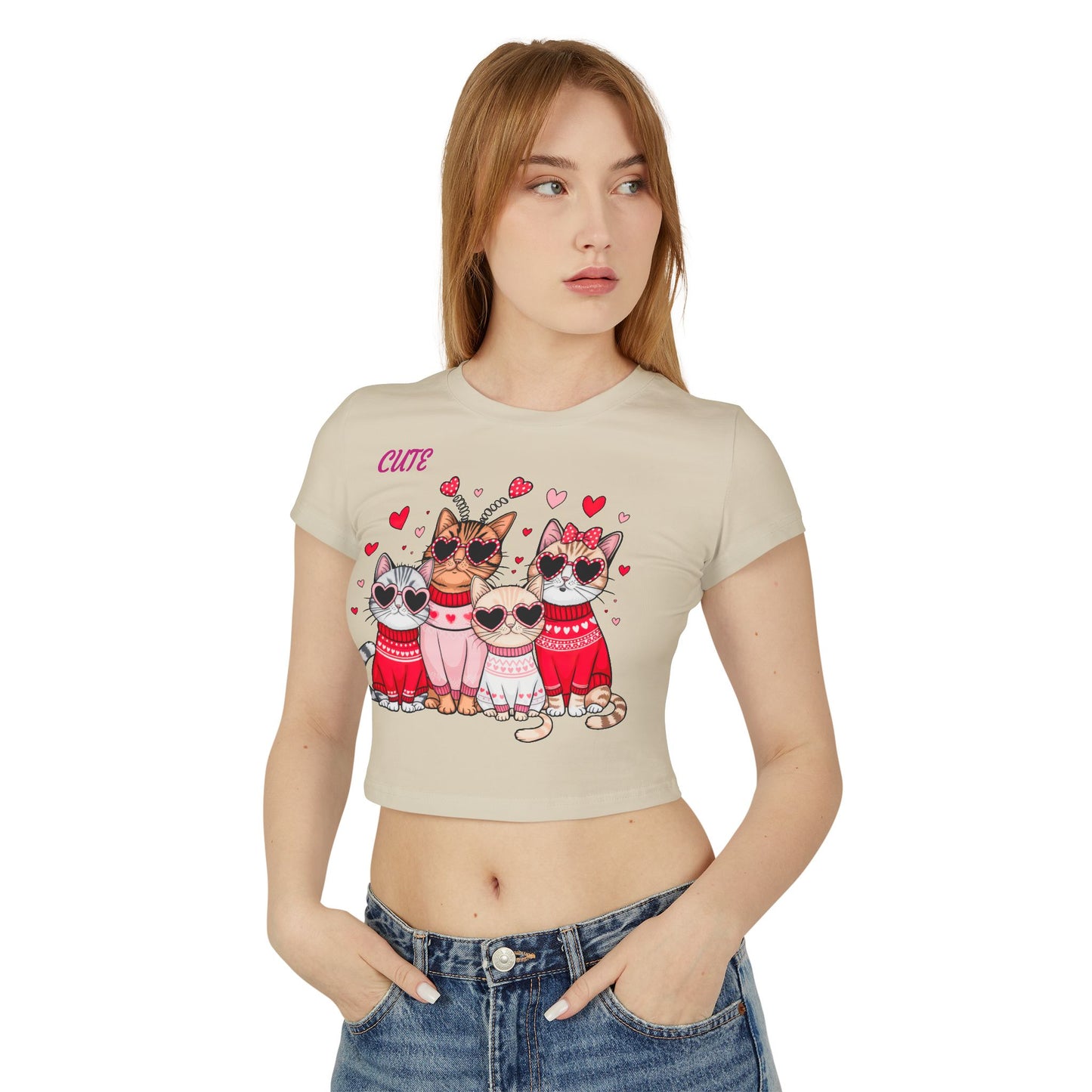 Princess Grace Cute Cat Graphic Women's Baby Tee Perfect for Pet Lovers