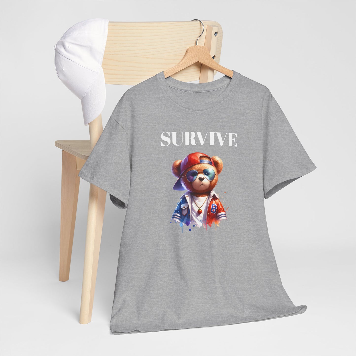 Princess Grace Cool Survive Bear Unisex Heavy Cotton Tee