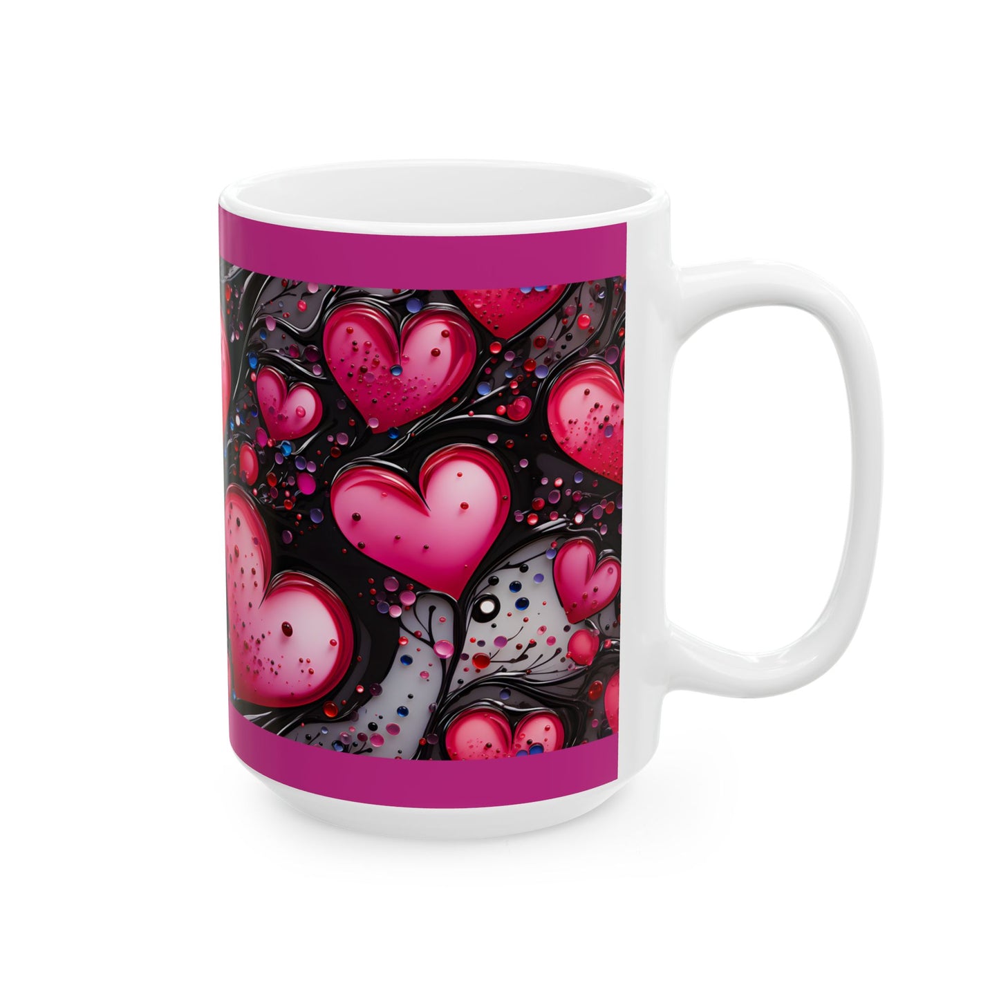 Princess Grace Colorful Heart Design Ceramic Mug Perfect for Valentine's Day